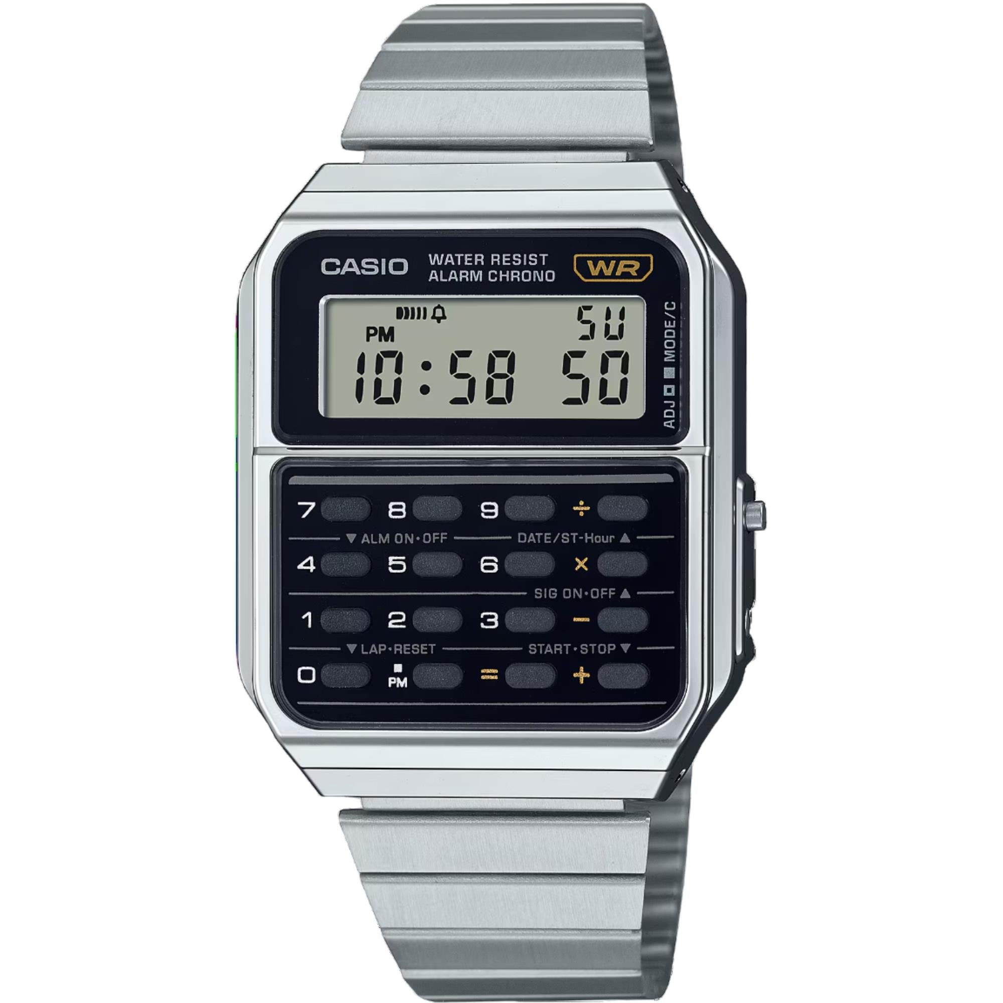 Casio Edgy Vintage Calculator Black Digital Stainless Steel Strap Unisex Watch CA-500WE-1AEF