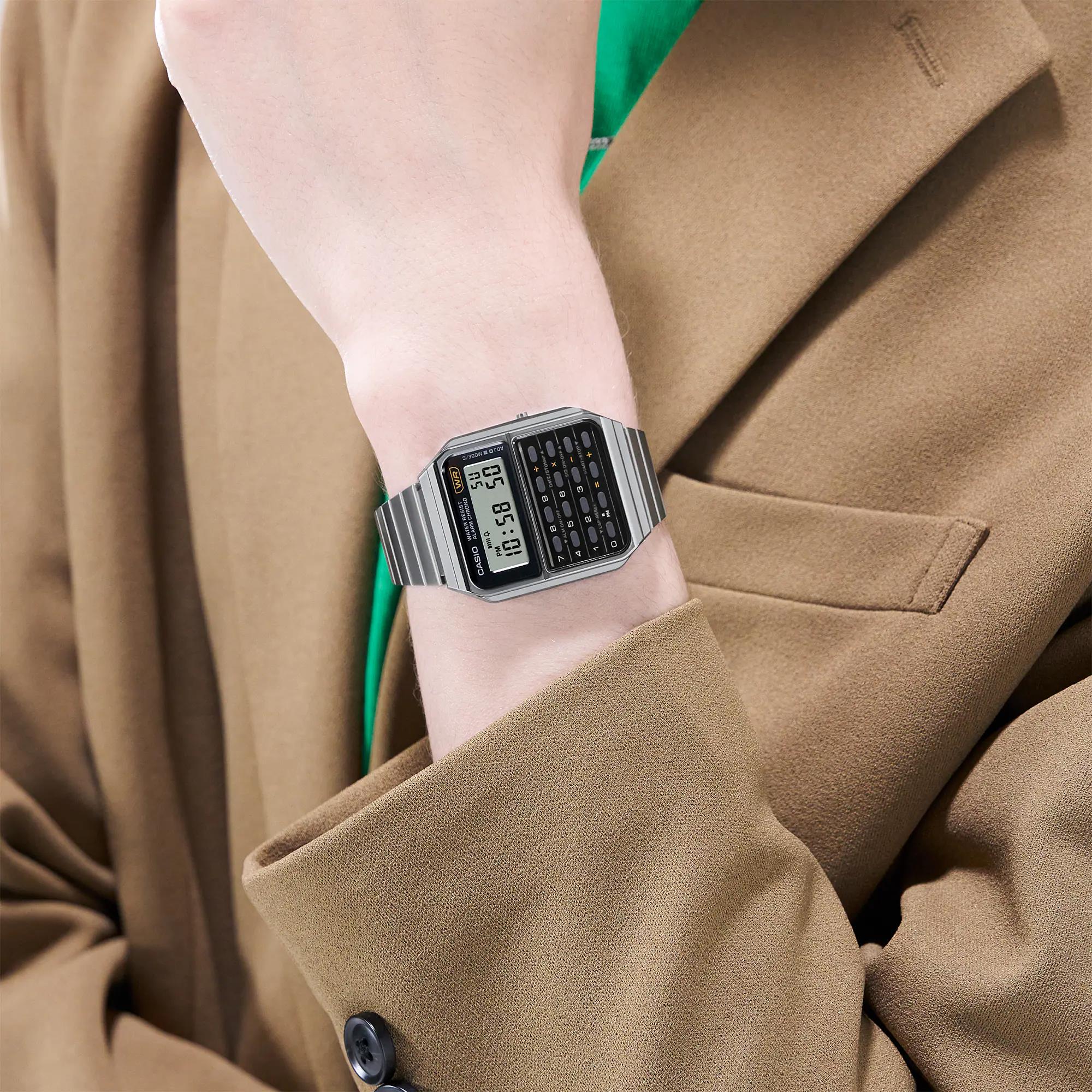 Casio Edgy Vintage Calculator Black Digital Stainless Steel Strap Unisex Watch CA-500WE-1AEF