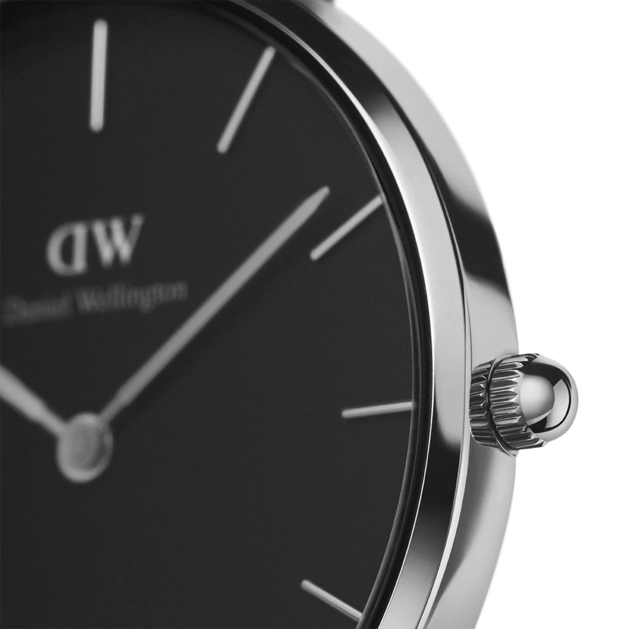 Daniel Wellington Petite Bristol Quartz Black Dial Leather Strap Women's Watch DW00100177