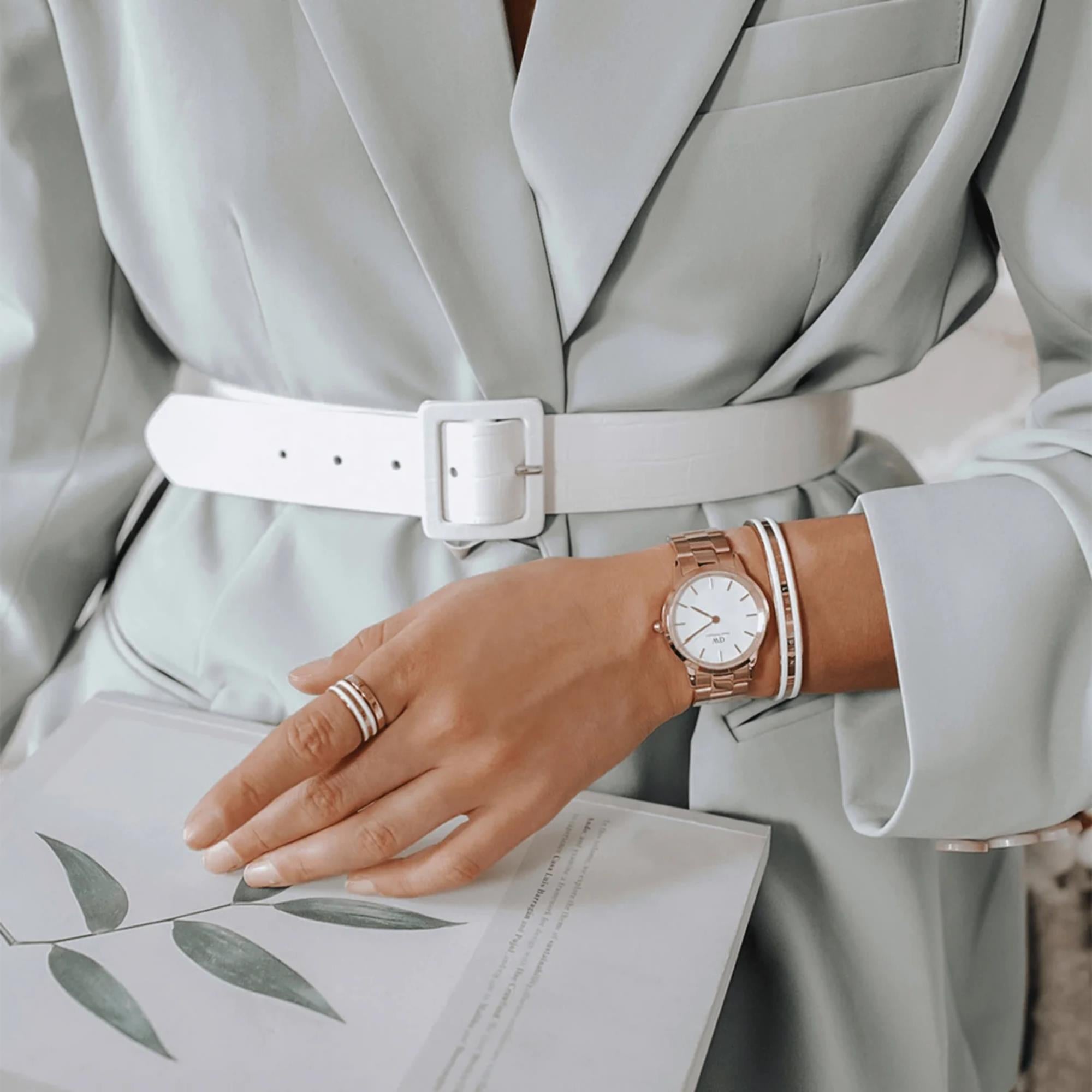 Daniel Wellington Iconic Link Quartz White Dial Steel Strap Women's Watch DW00100209