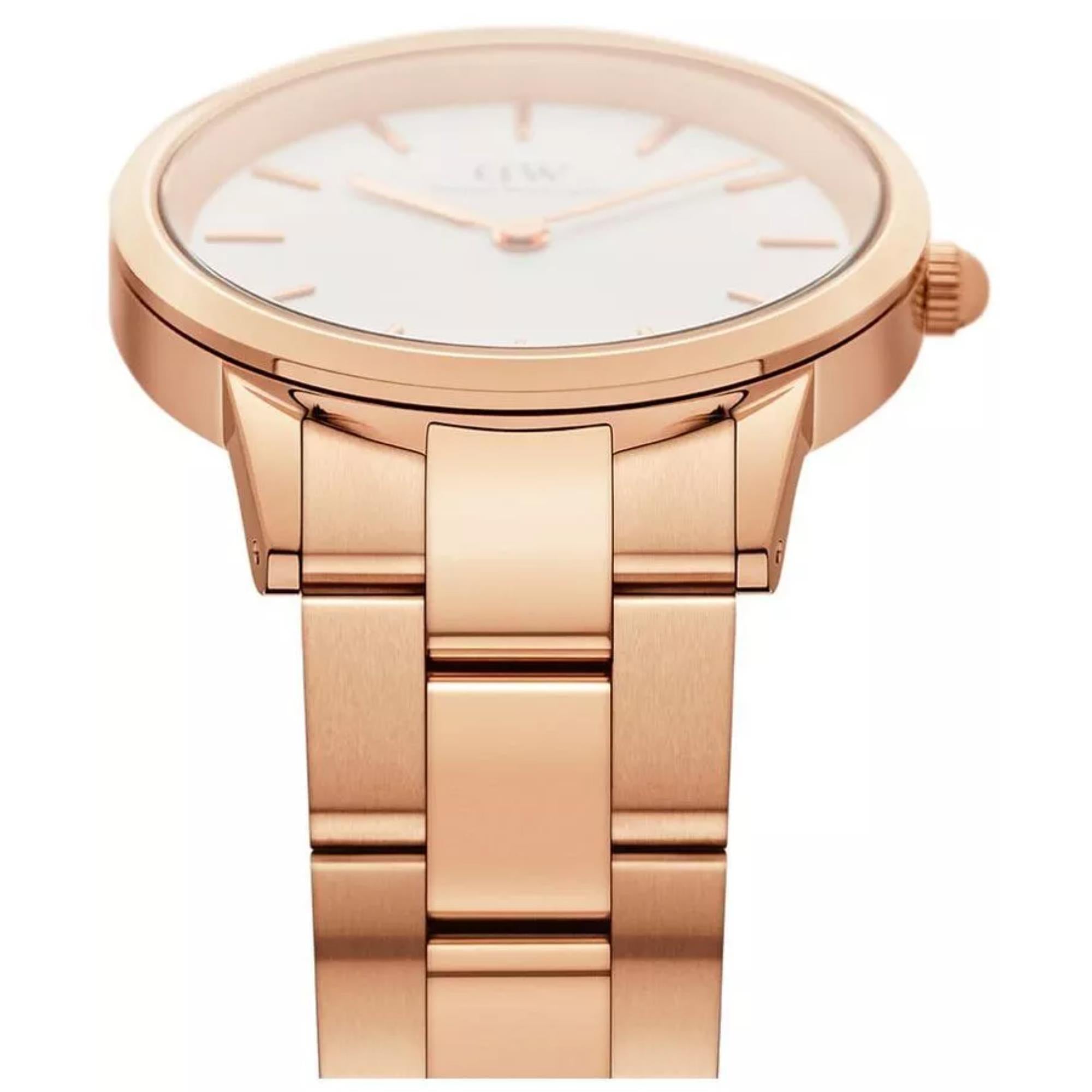 Daniel Wellington Iconic Link Quartz White Dial Steel Strap Men's Watch DW00100343