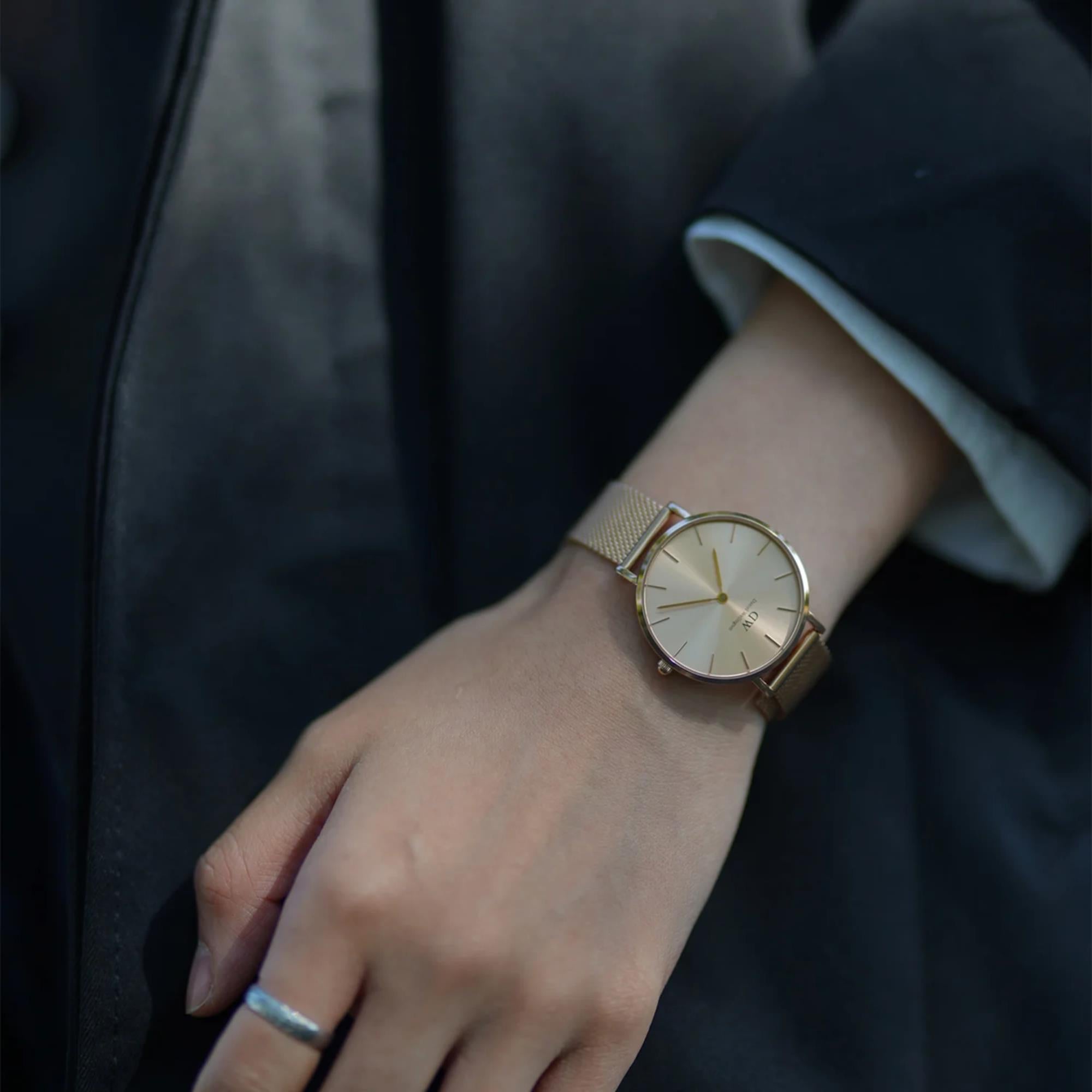 Daniel Wellington Petite Unitone Quartz Gold Dial Steel Strap Women's Watch DW00100474