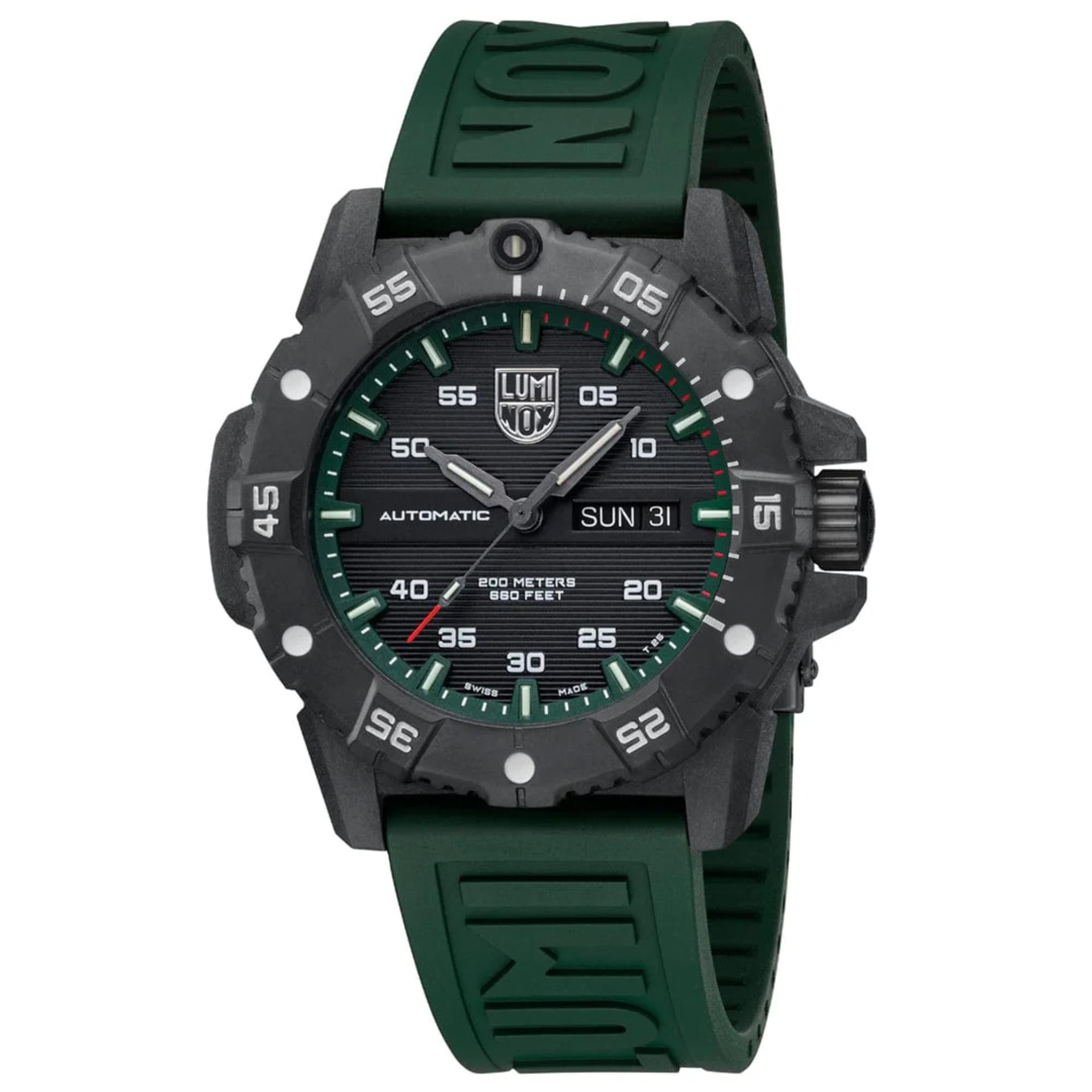 Luminox Master Carbon Seal 3860 Series Automatic Grey Dial Green Rubber Strap Men's Watch XS.3877