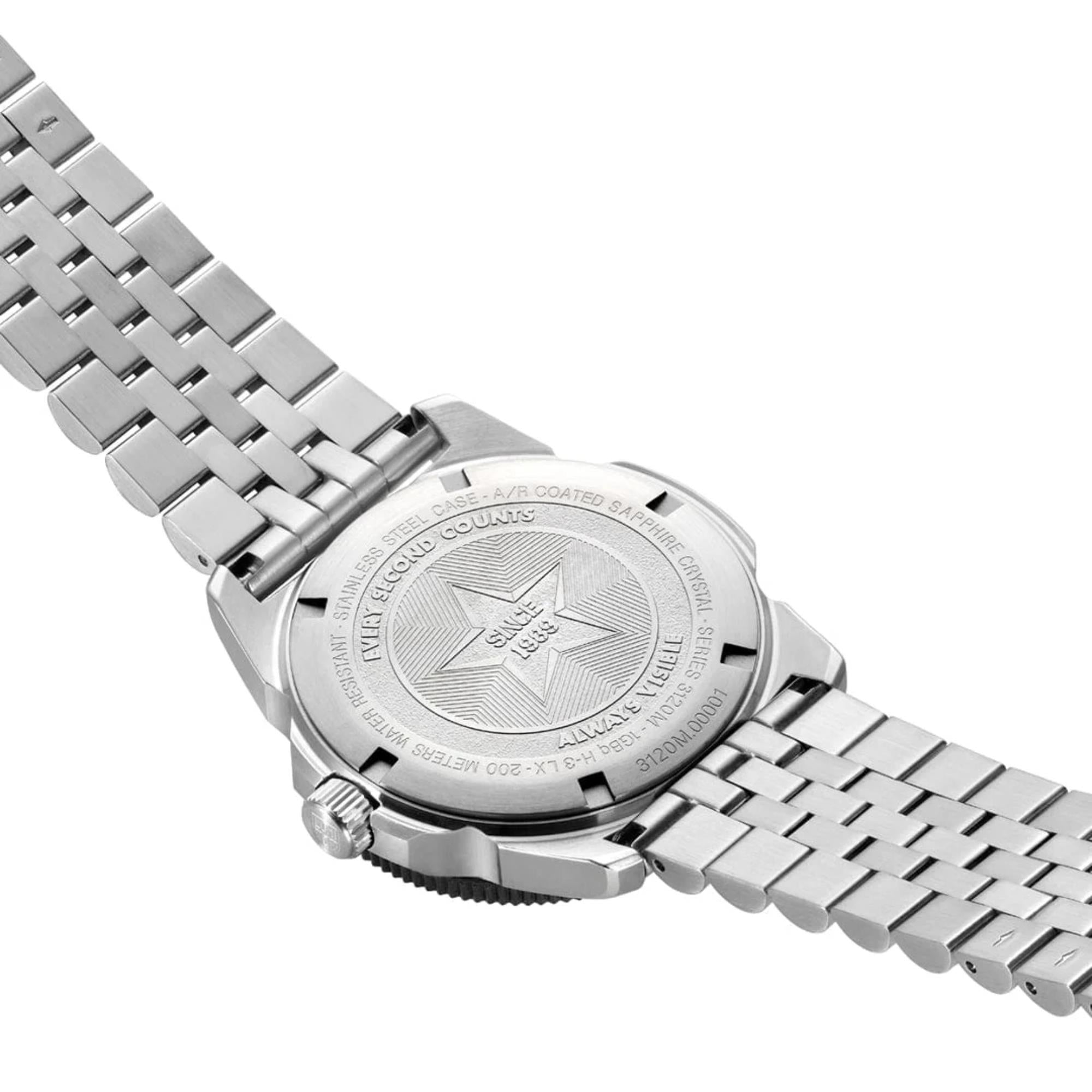 Luminox Pacific Diver Ripple Collection Quartz Black Dial Stainless Steel Strap Unisex Watch XS.3122M