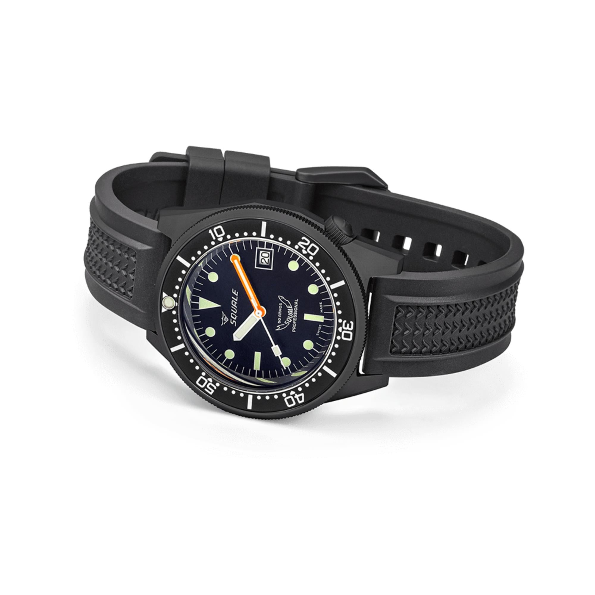 Squale 1521 PVD Automatic Black Dial Rubber Strap Men's Watch 1521PVD.VO