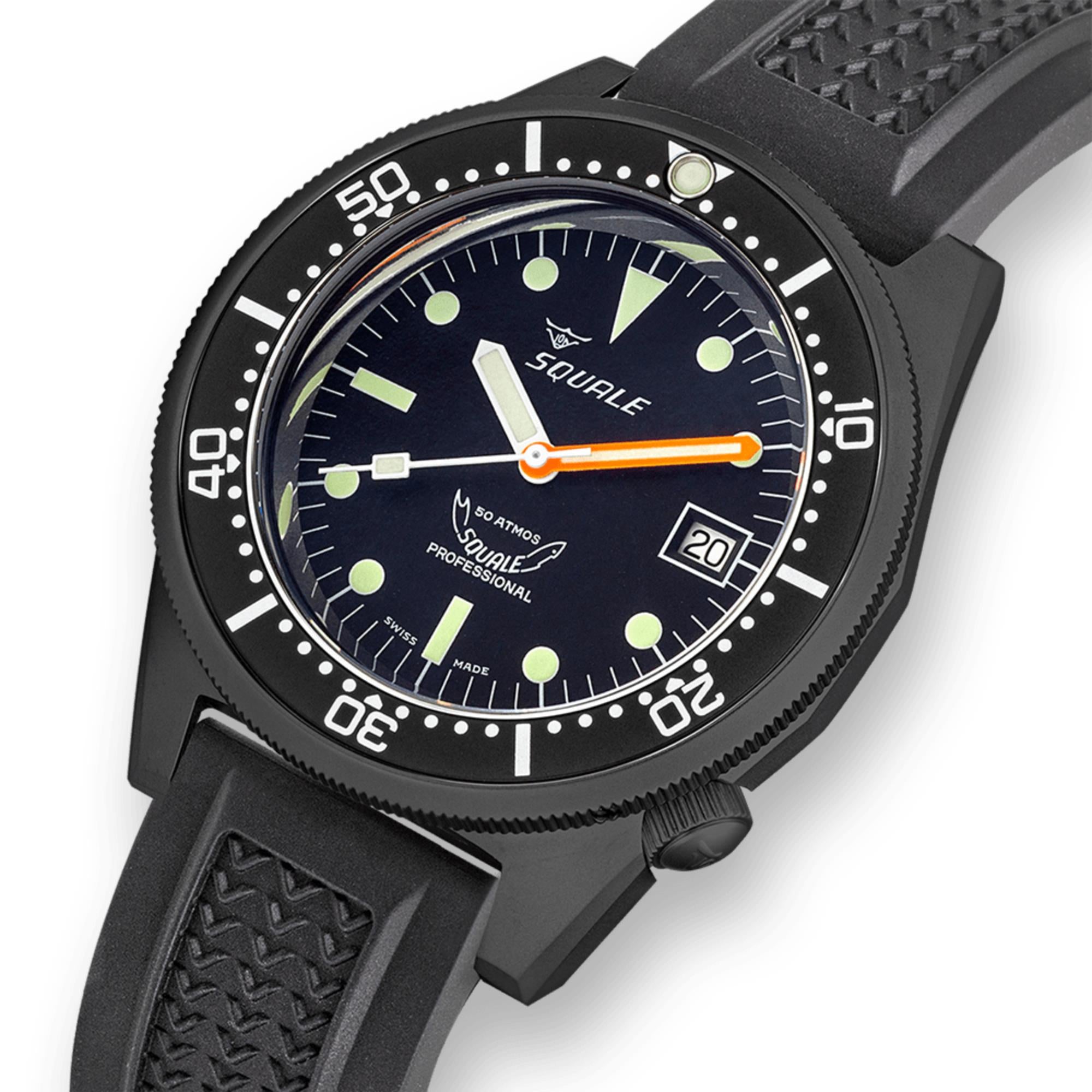 Squale 1521 PVD Automatic Black Dial Rubber Strap Men's Watch 1521PVD.VO