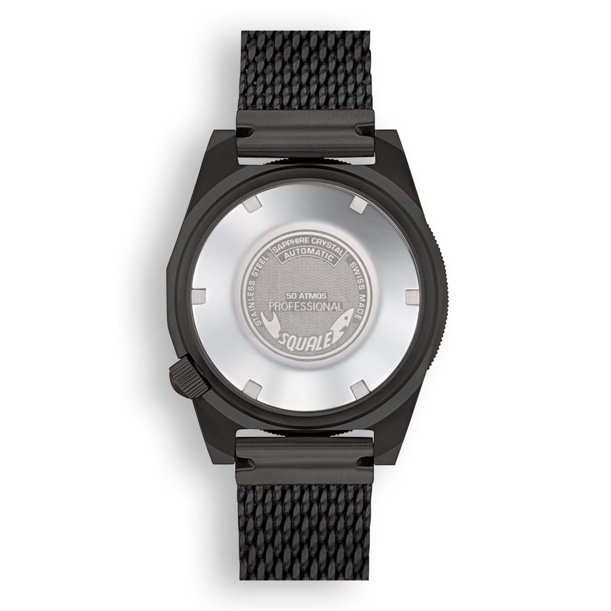 Squale 1521 PVD Automatic Black Dial Steel Strap Men's Watch 1521PVD.MEPVD20