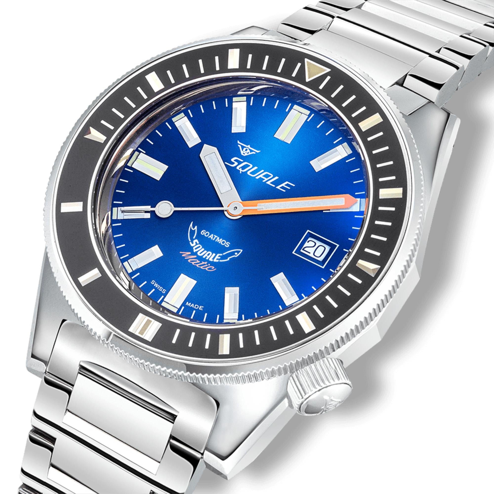 Squale Matic Automatic Dark Blue Dial Steel Strap Men's Watch MATICXSB.SQ22L