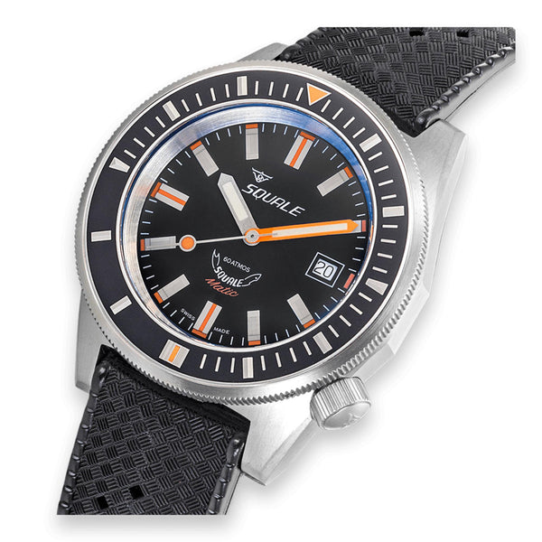Squale Matic Satin Automatic Black Dial Rubber Strap Men's Watch MATICXSG.HT
