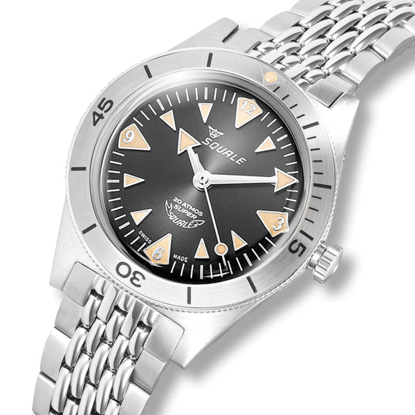 Squale Super-Squale Big Arrows Automatic Black Dial Steel Strap Men's Watch SUPERSSABK.AC