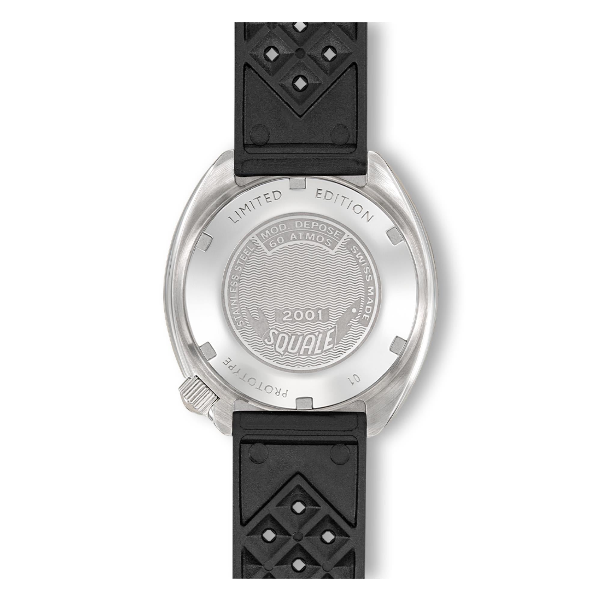 Squale 2001 Heritage Automatic Black Dial Rubber Strap Men's Watch 2001LAVAL.HT