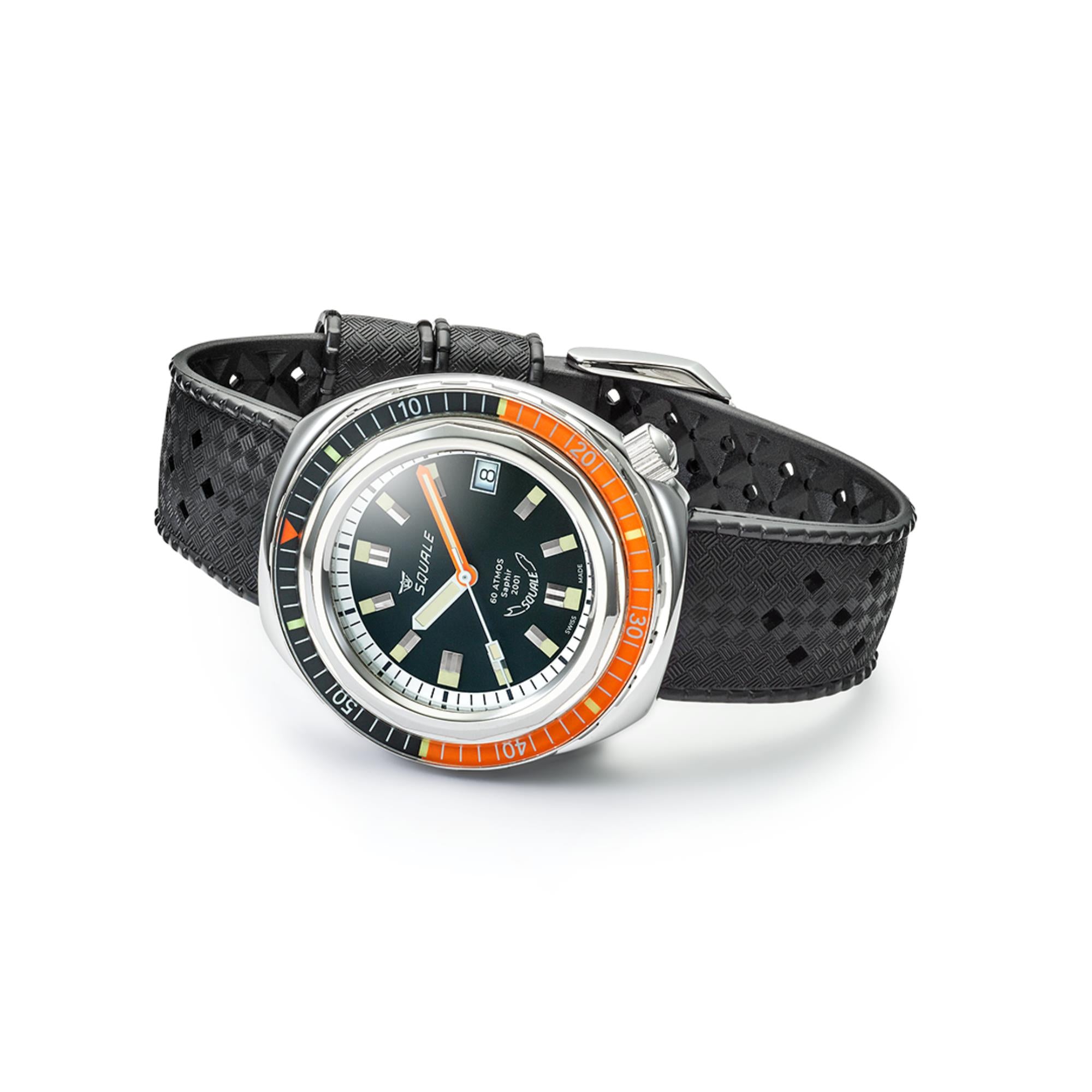 Squale 2001 Heritage Automatic Black Dial Rubber Strap Men's Watch 2001LAVAL.HT