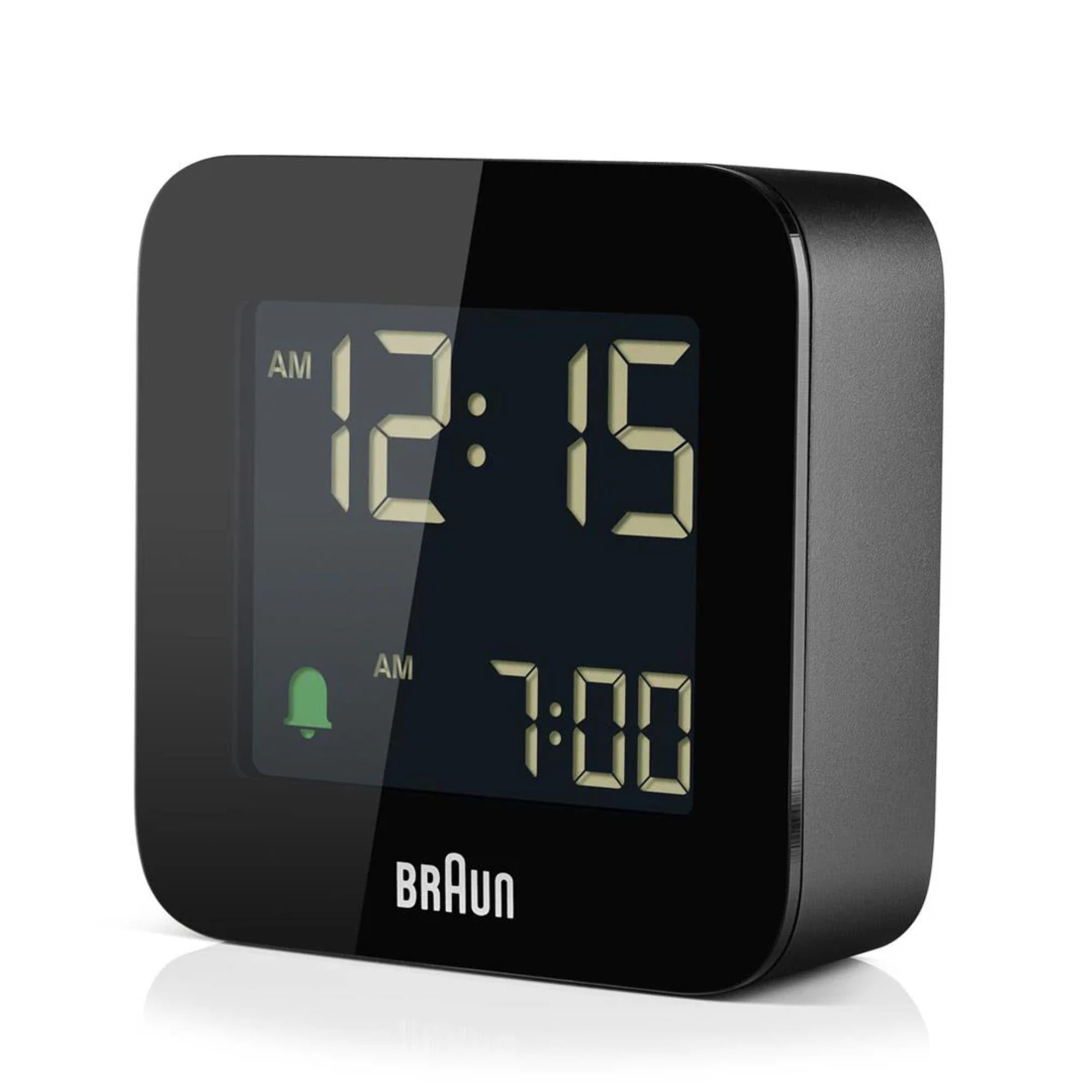 Braun Quartz Black Digital Travel Alarm Clock BC08B