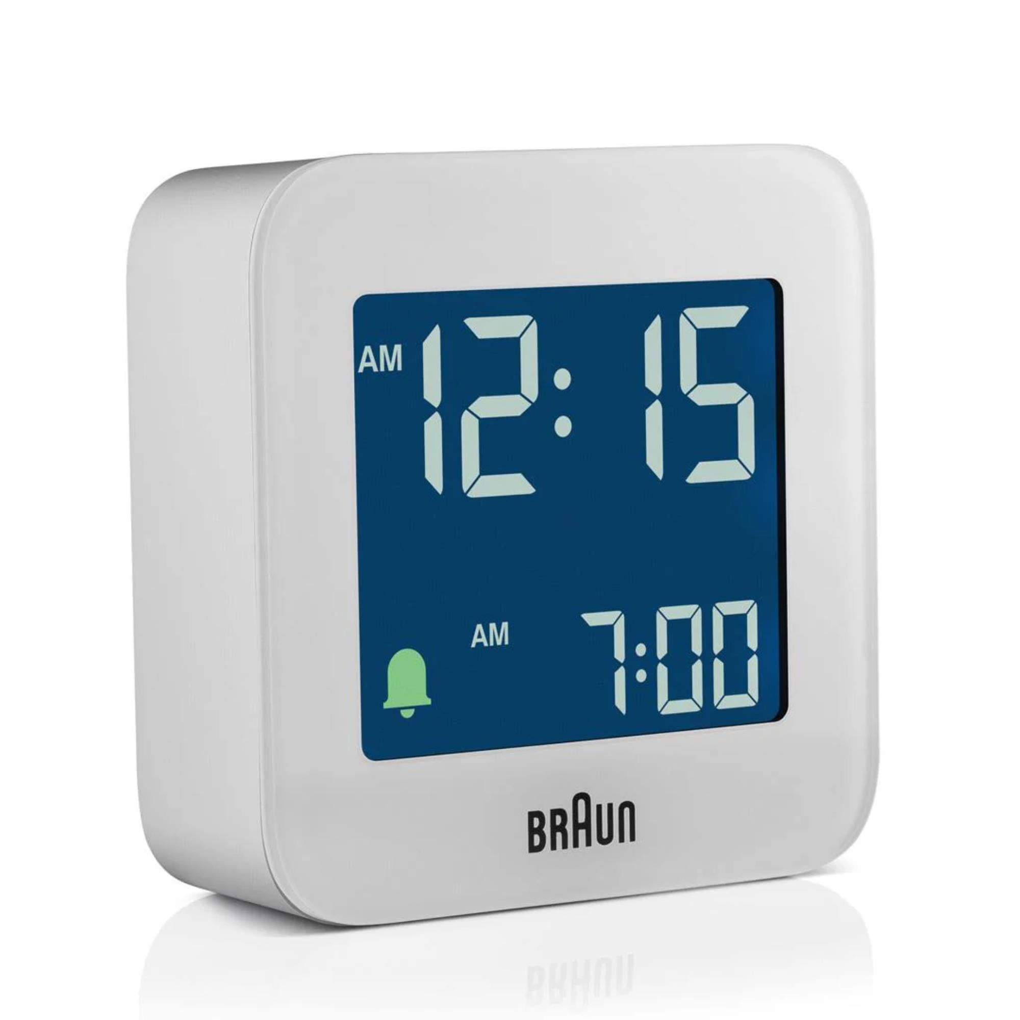 Braun Quartz White Digital Travel Alarm Clock BC08W