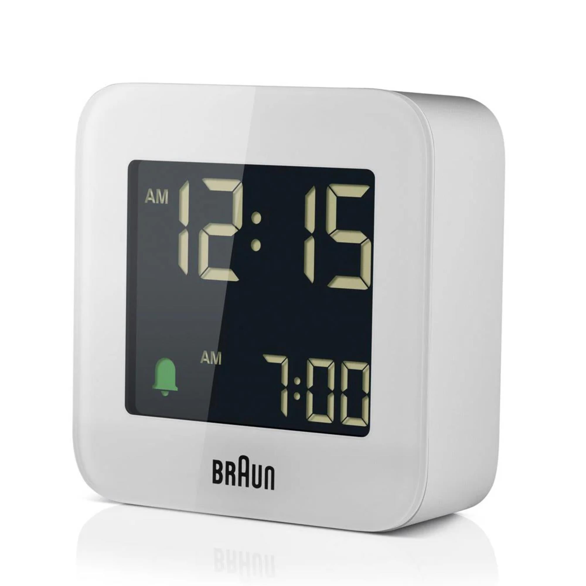 Braun Quartz White Digital Travel Alarm Clock BC08W
