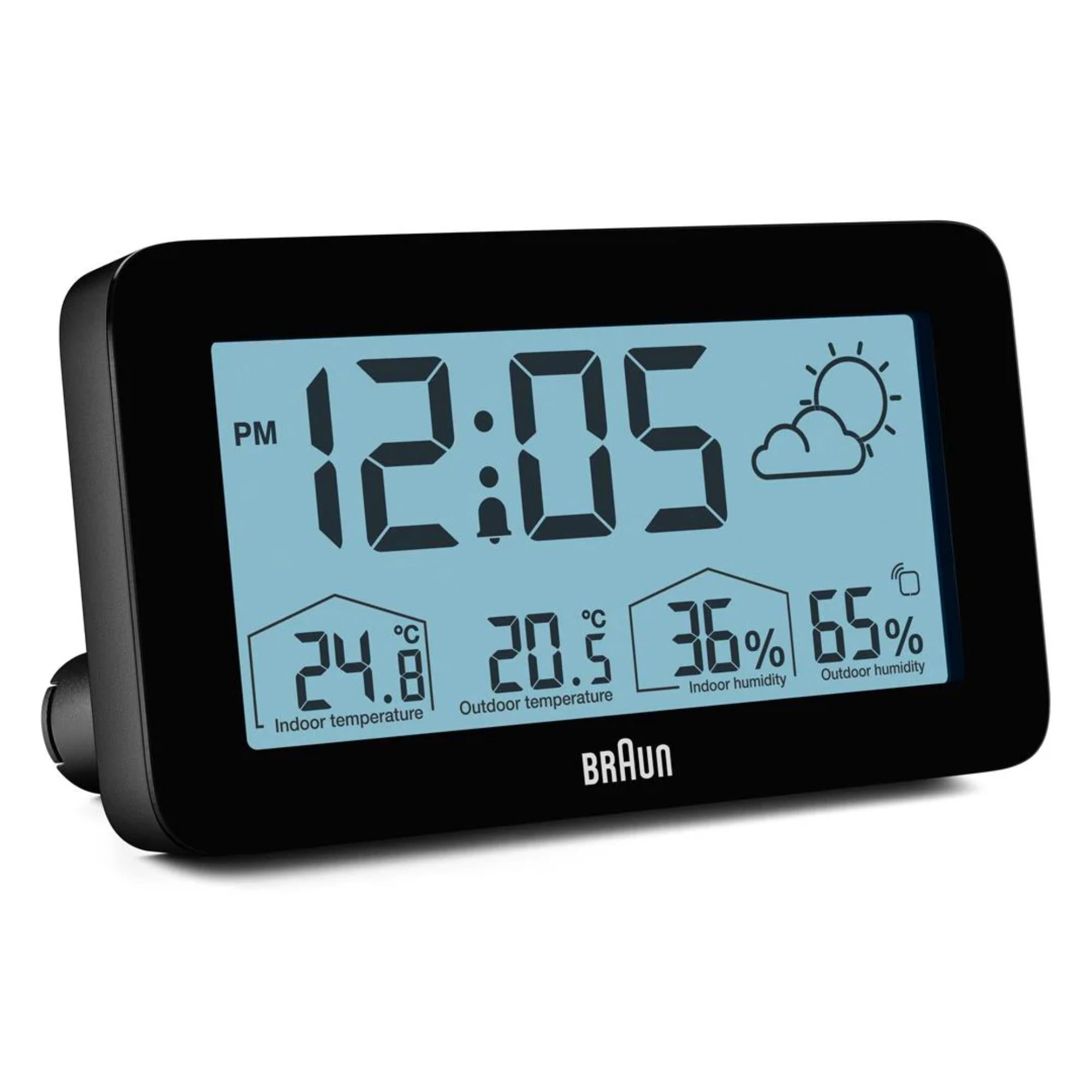 Braun Black Digital Weather Station Clock BC13BP