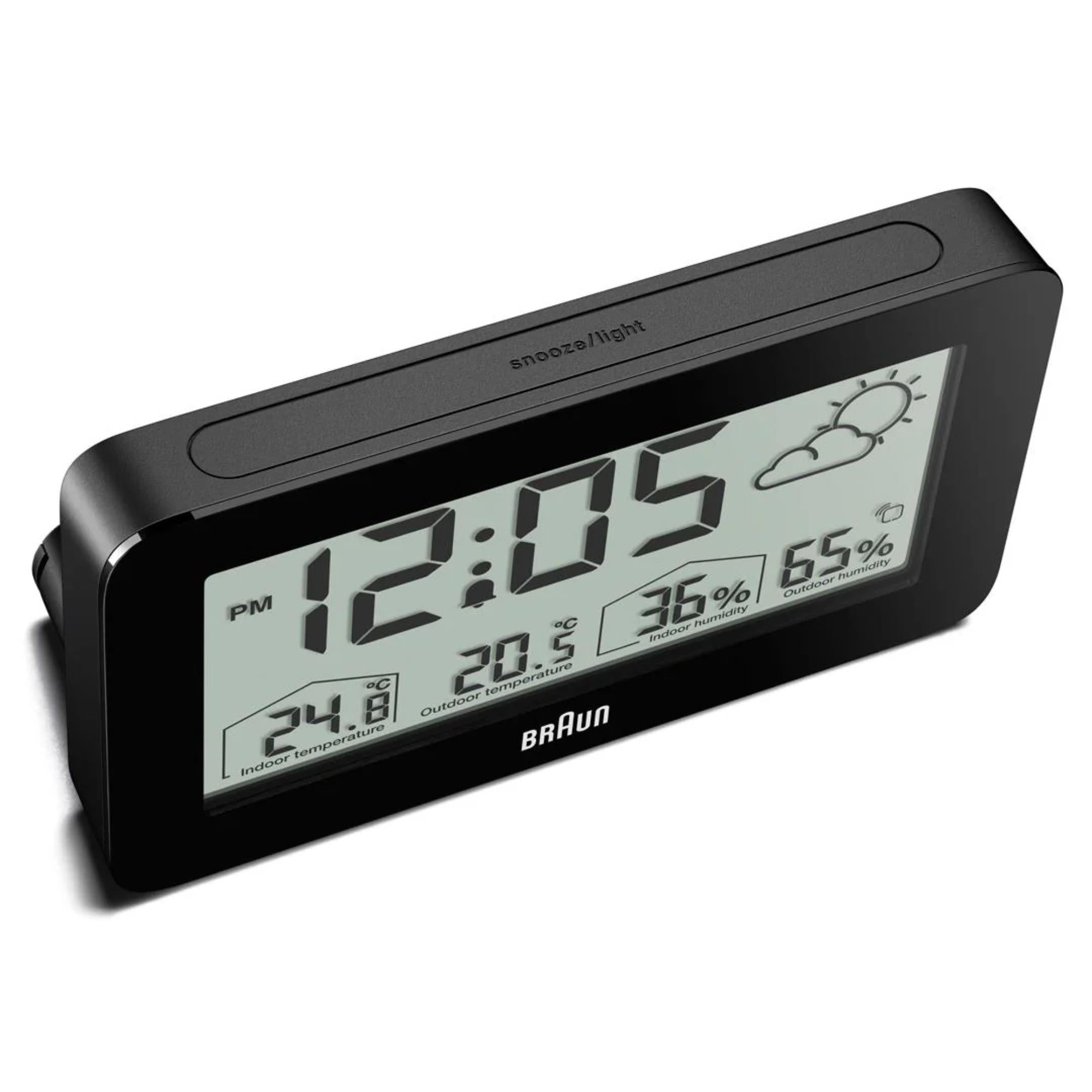Braun Black Digital Weather Station Clock BC13BP