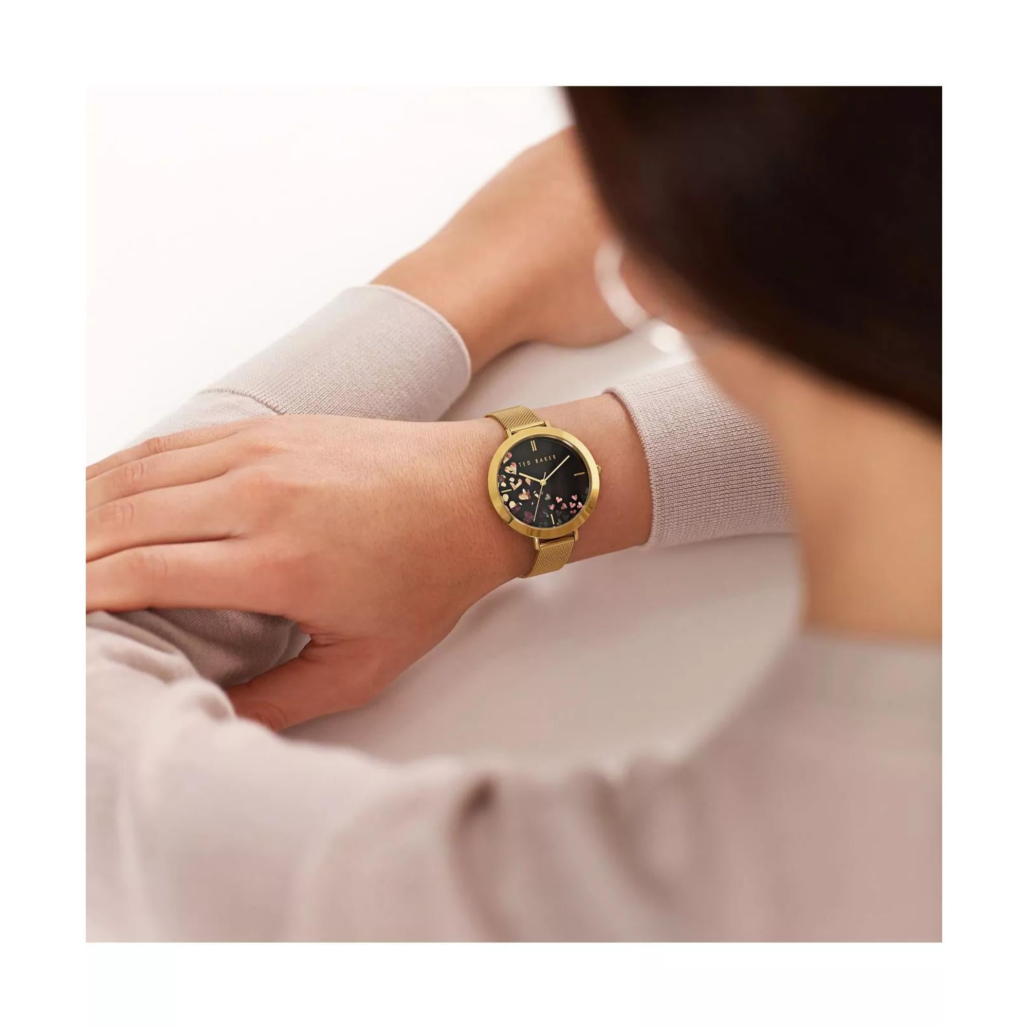 Ted Baker Ammy Floral Quartz Black Dial Steel Strap Women's Watch BKPAMF109