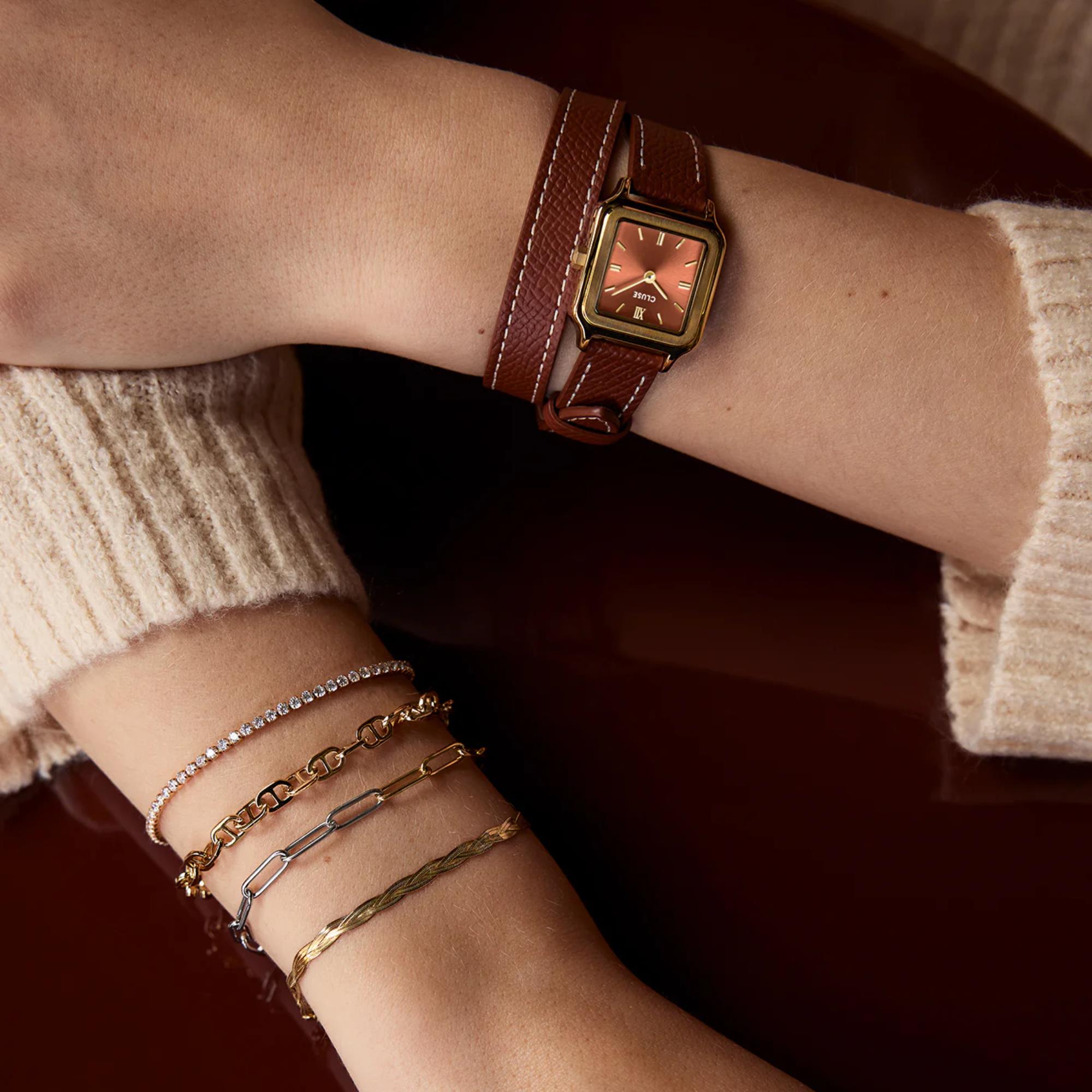 CLUSE Gracieuse Petite Quartz Brown Dial Leather Strap Women's Watch CW11810