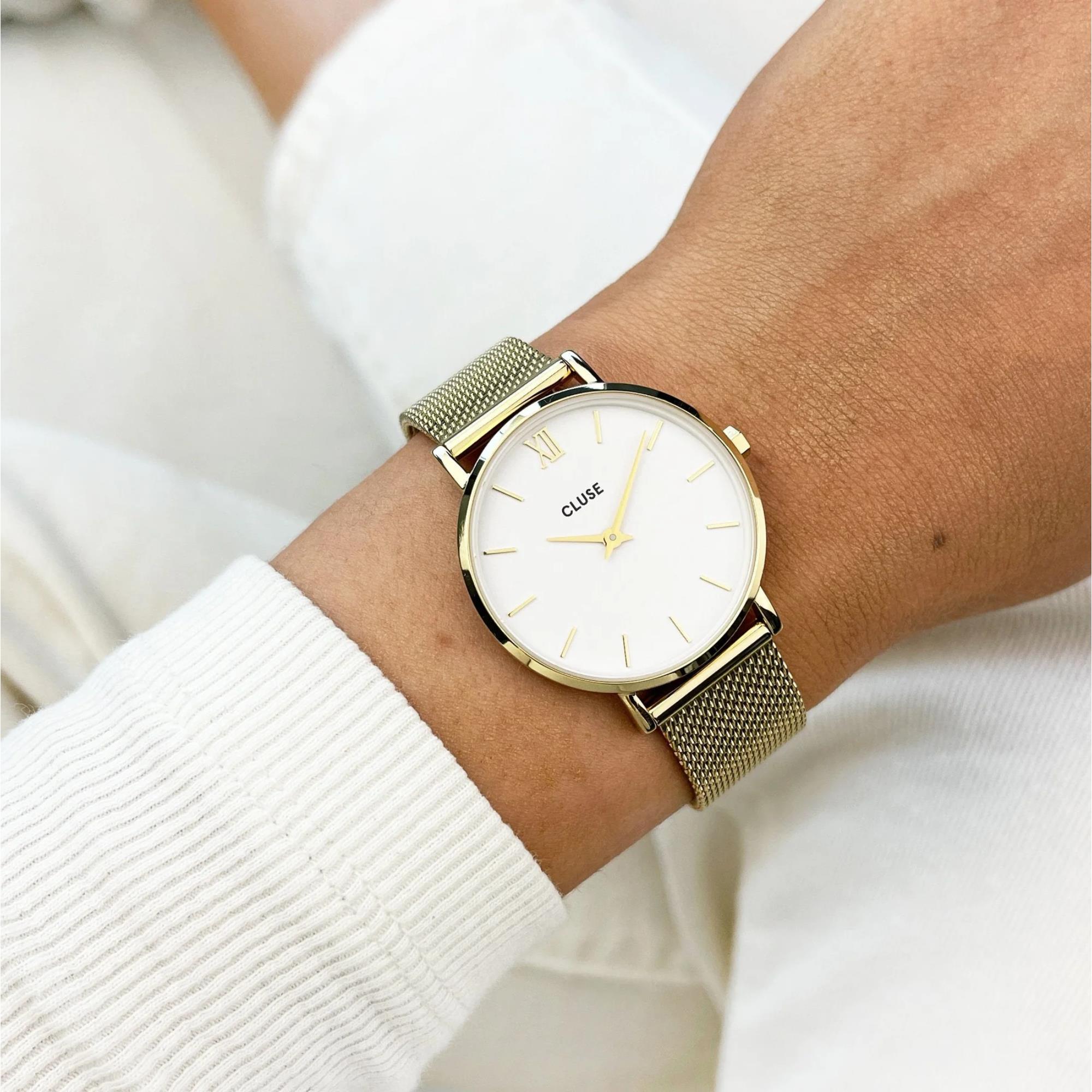 CLUSE Minuit Quartz White Dial Steel Strap Women's Watch CW0101203007
