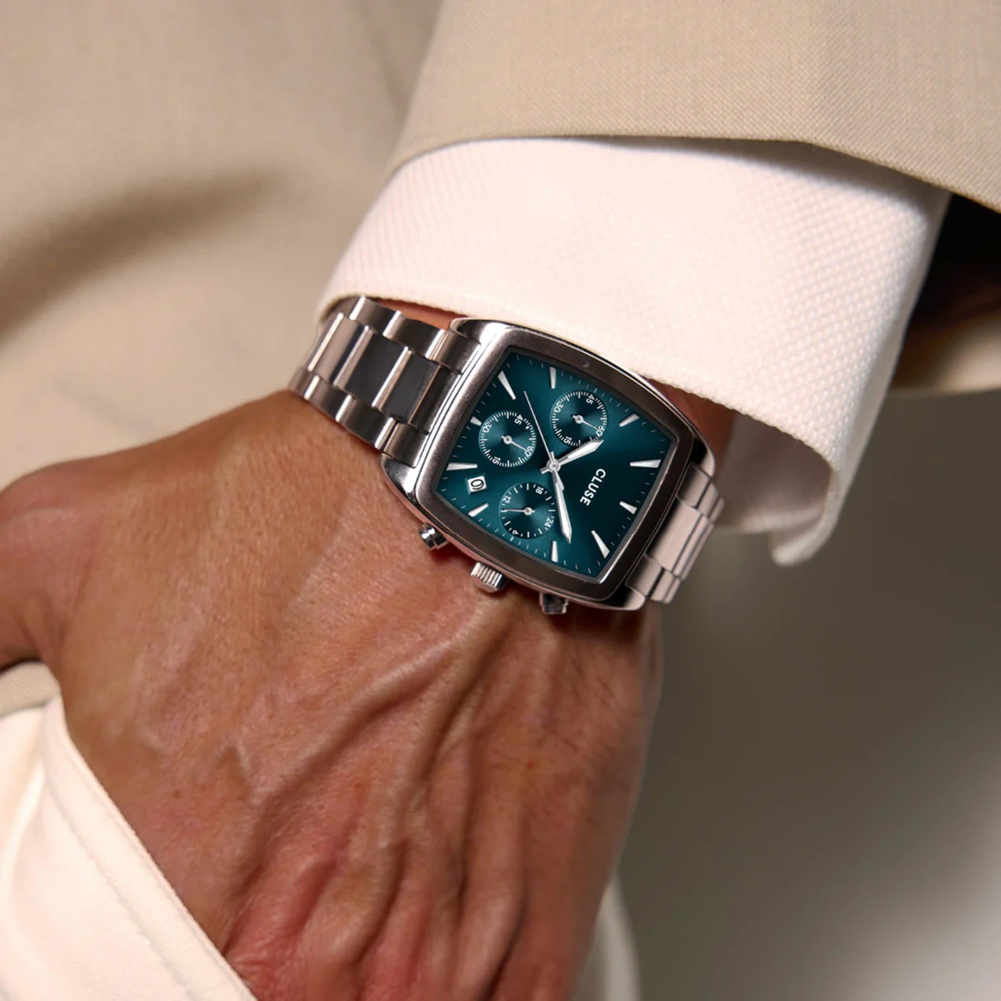 CLUSE Quartaut Quartz Chronograph Blue Dial Steel Strap Men's Watch CW52001