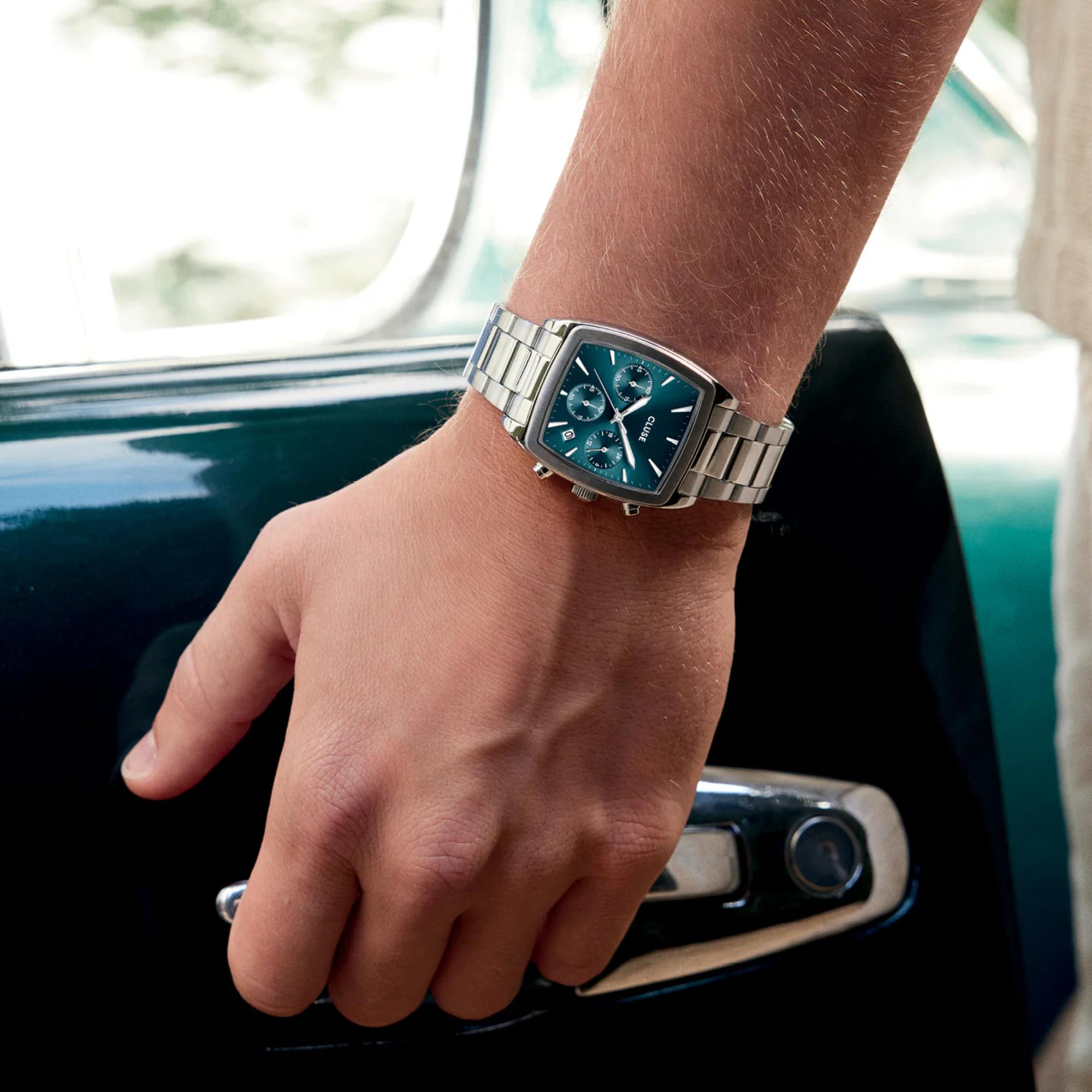 CLUSE Quartaut Quartz Chronograph Blue Dial Steel Strap Men's Watch CW52001