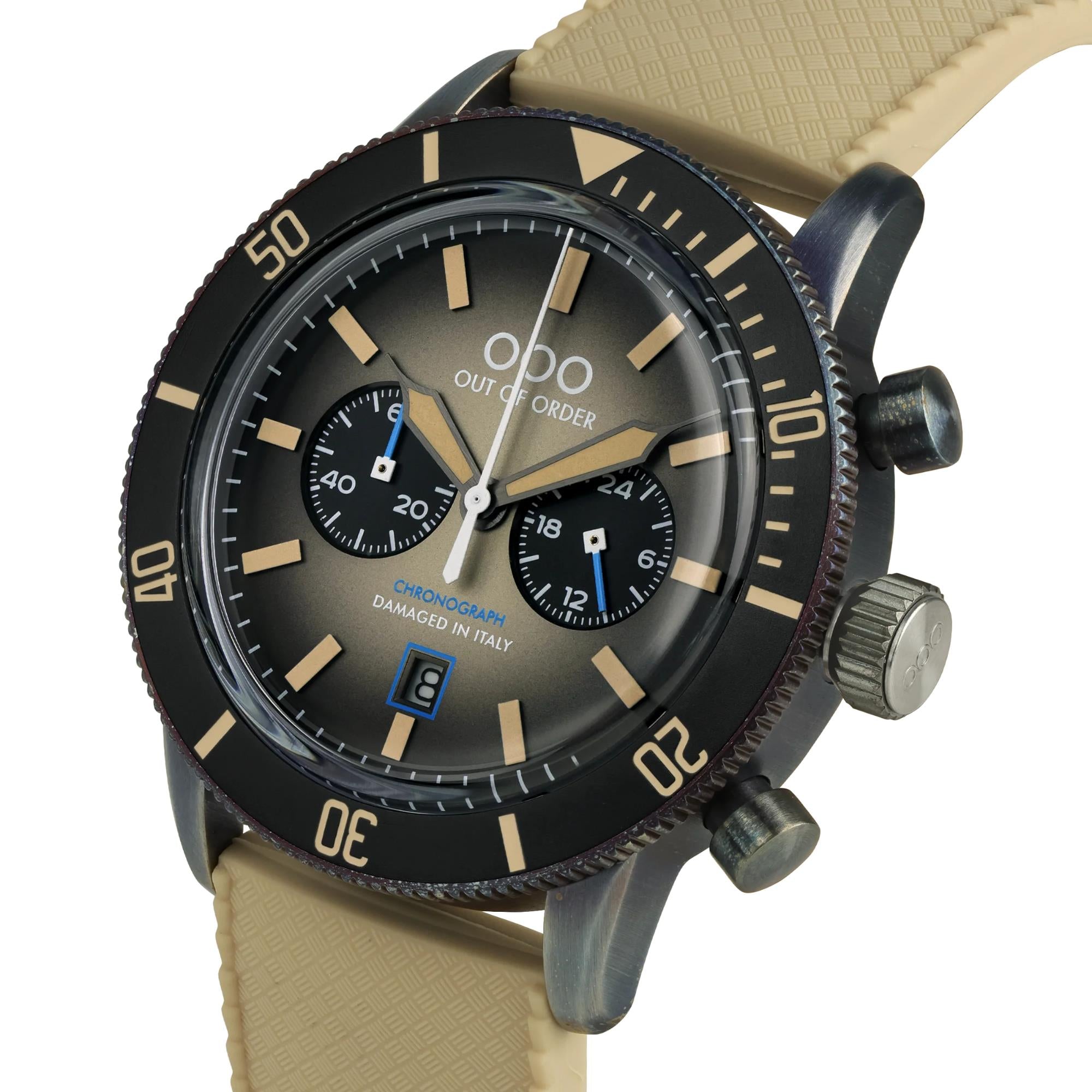 Out of Order Pilot Cronografo Quartz Brown Dial Leather Strap Men's Watch OOO.001-28.GR