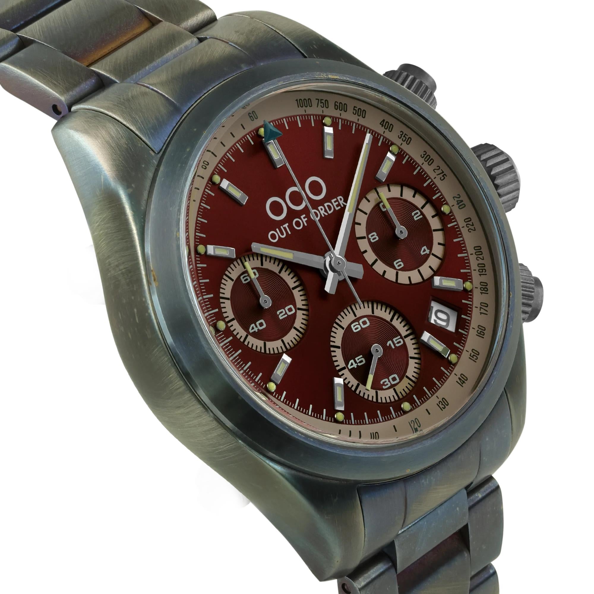 Out of Order Sporty Cronografo Quartz Red Dial  Steel Strap Men's Watch OOO.001-23.RO.AC