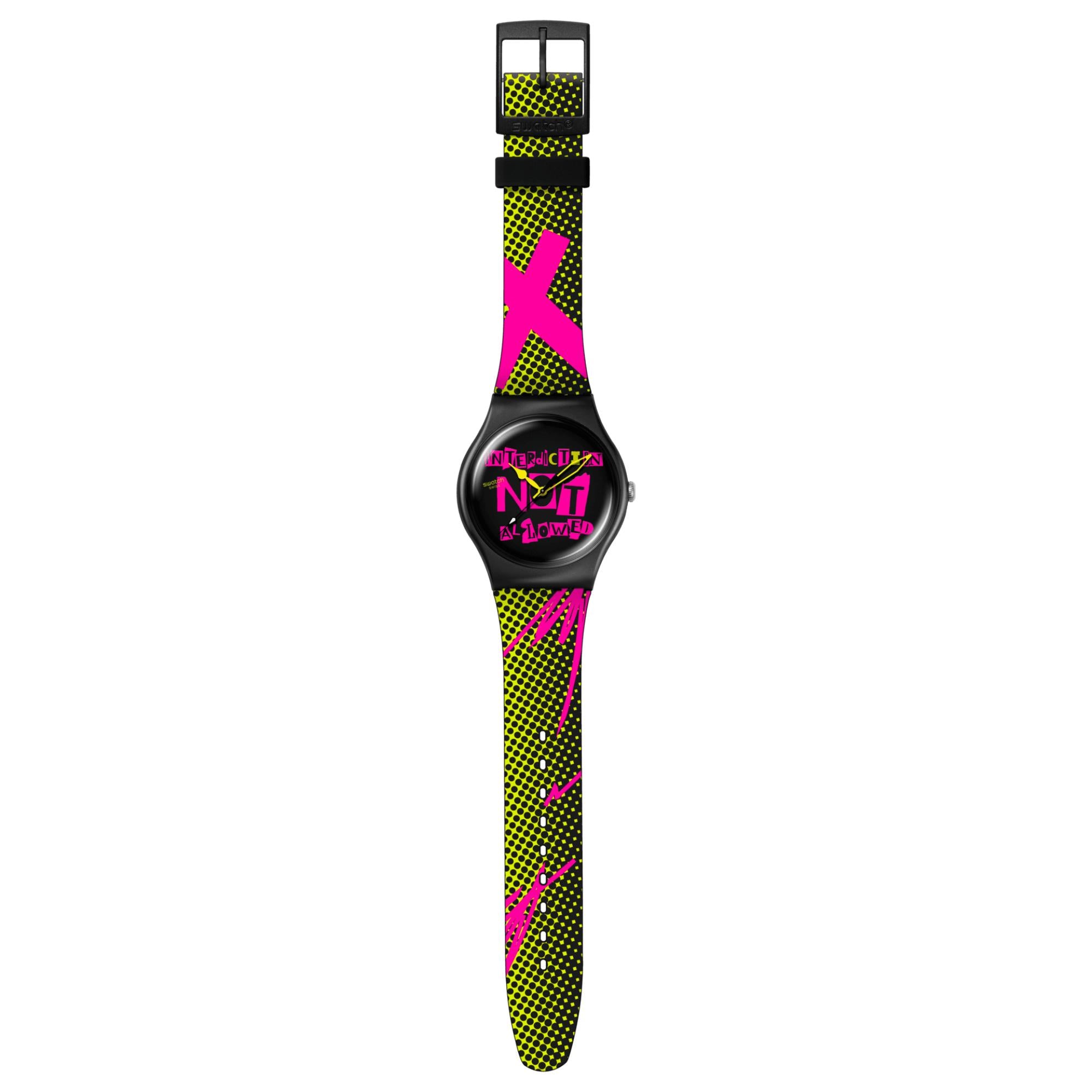 Swatch No Rules Distort Mode Black Dial Silicone Strap Unisex Casual Watch SO32B121
