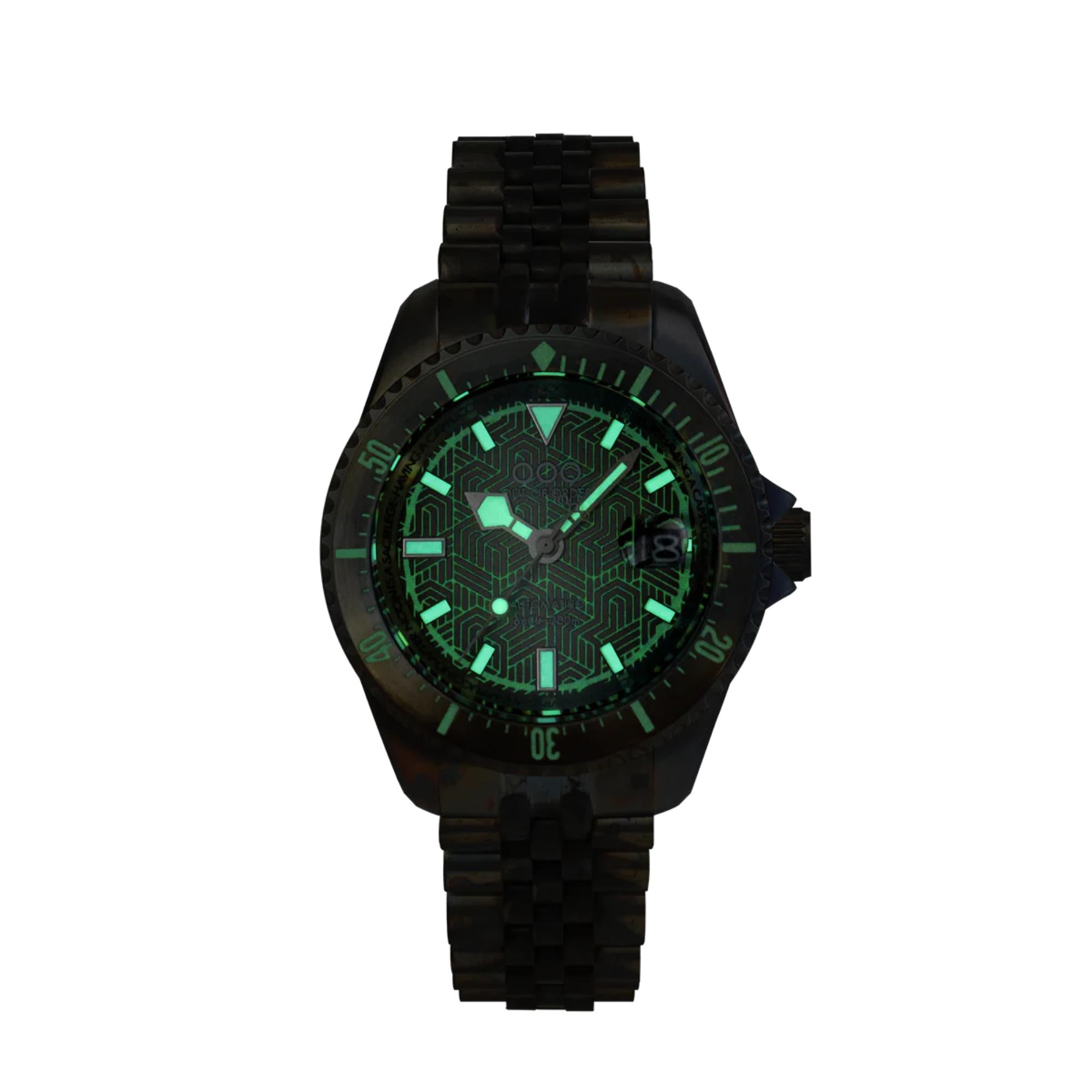 Out of Order Diverissimo Azteco Automatic Sand Dial Steel Strap Men's Watch OOO.001-32.SA