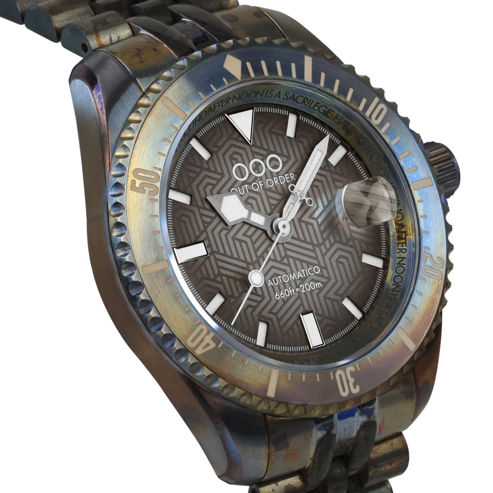 Out of Order Diverissimo Azteco Automatic Sand Dial Steel Strap Men's Watch OOO.001-32.SA