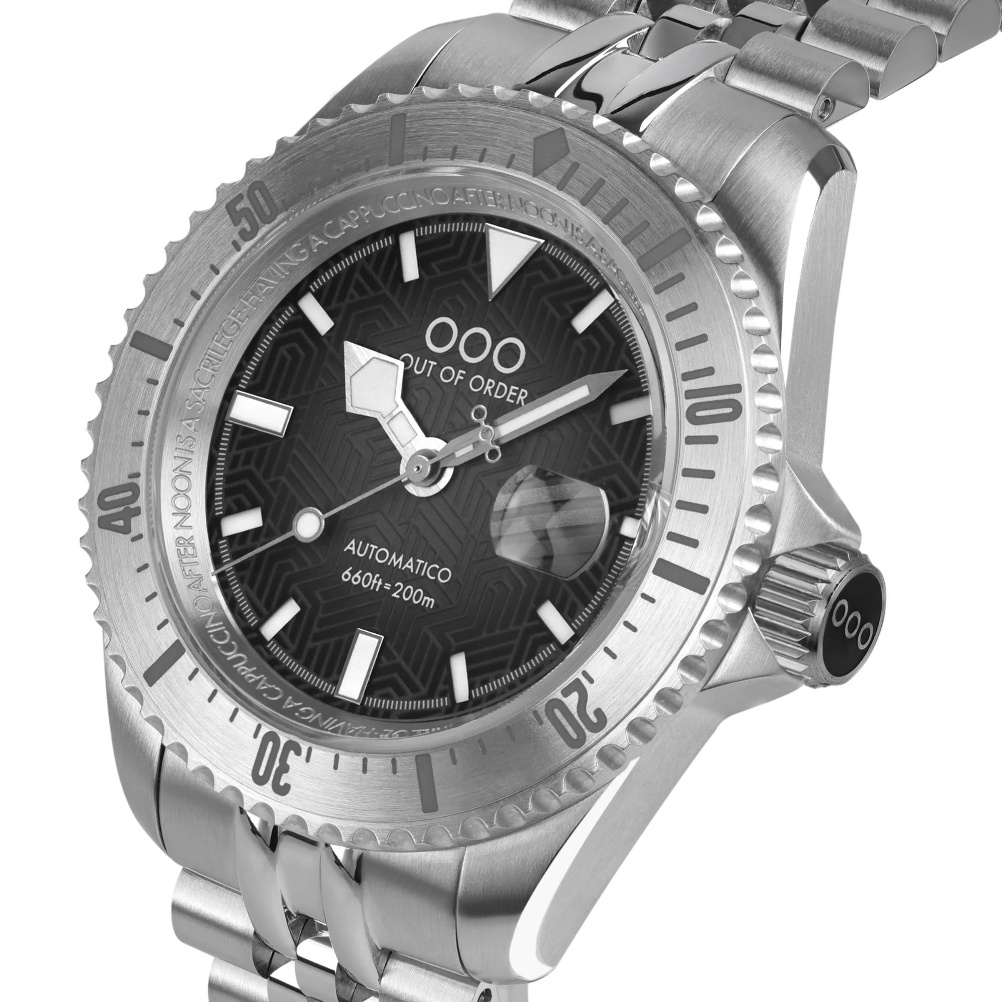 Out of Order Diverissimo Azteco Automatic Dark Grey Dial Steel Strap Men's Watch OOO.001-32.NE
