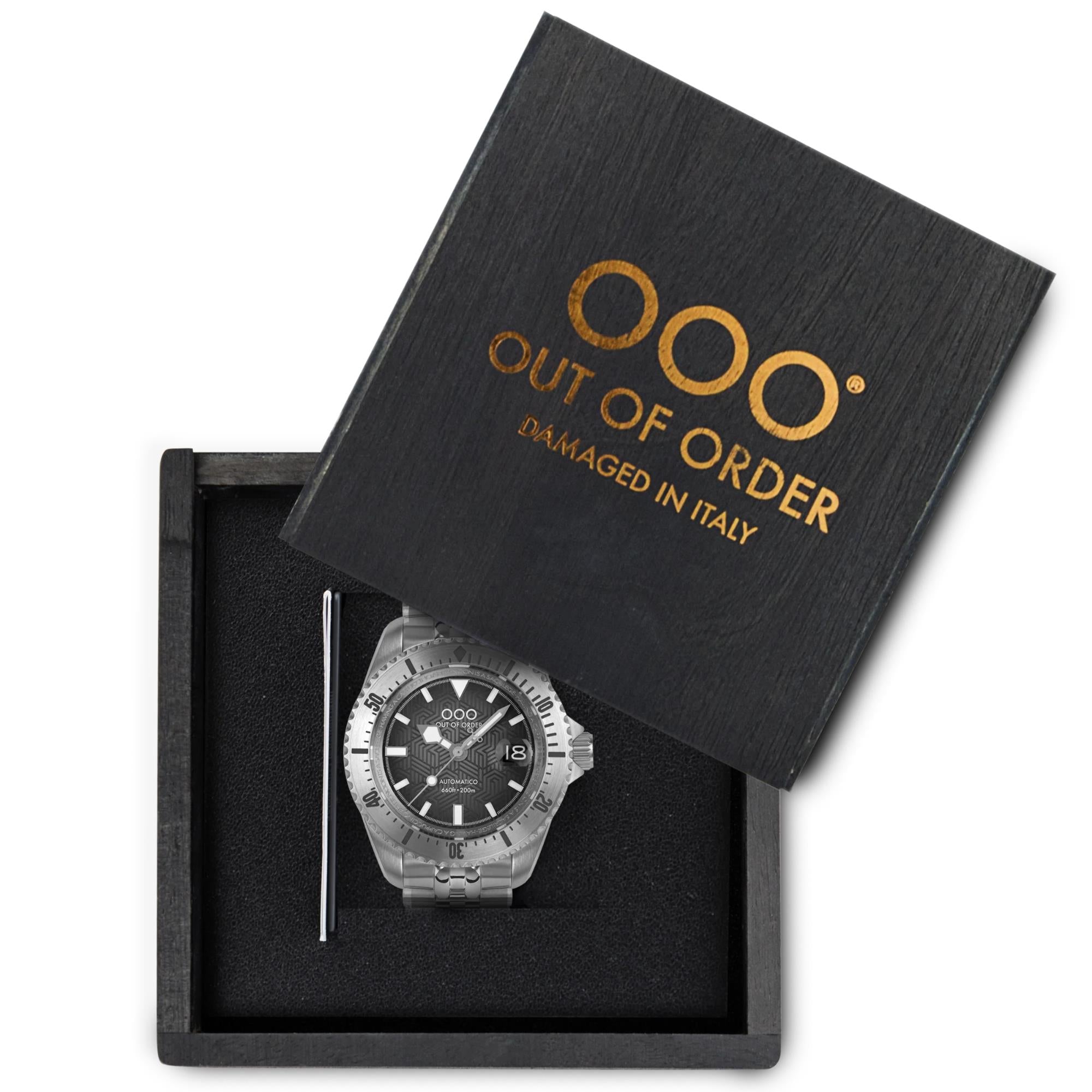 Out of Order Diverissimo Azteco Automatic Dark Grey Dial Steel Strap Men's Watch OOO.001-32.NE