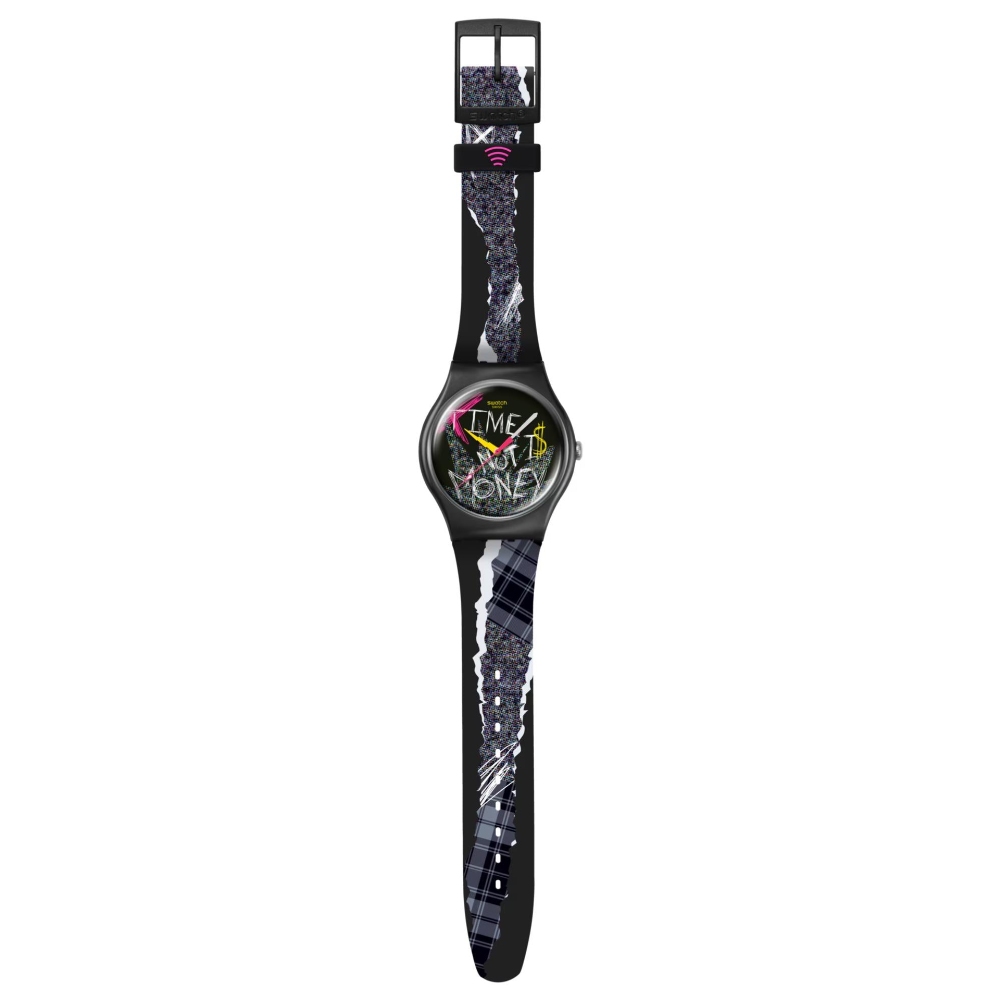 Swatch No Rules Blank Check Black Dial Silicone Strap Unisex Casual Watch SO32B122-5300