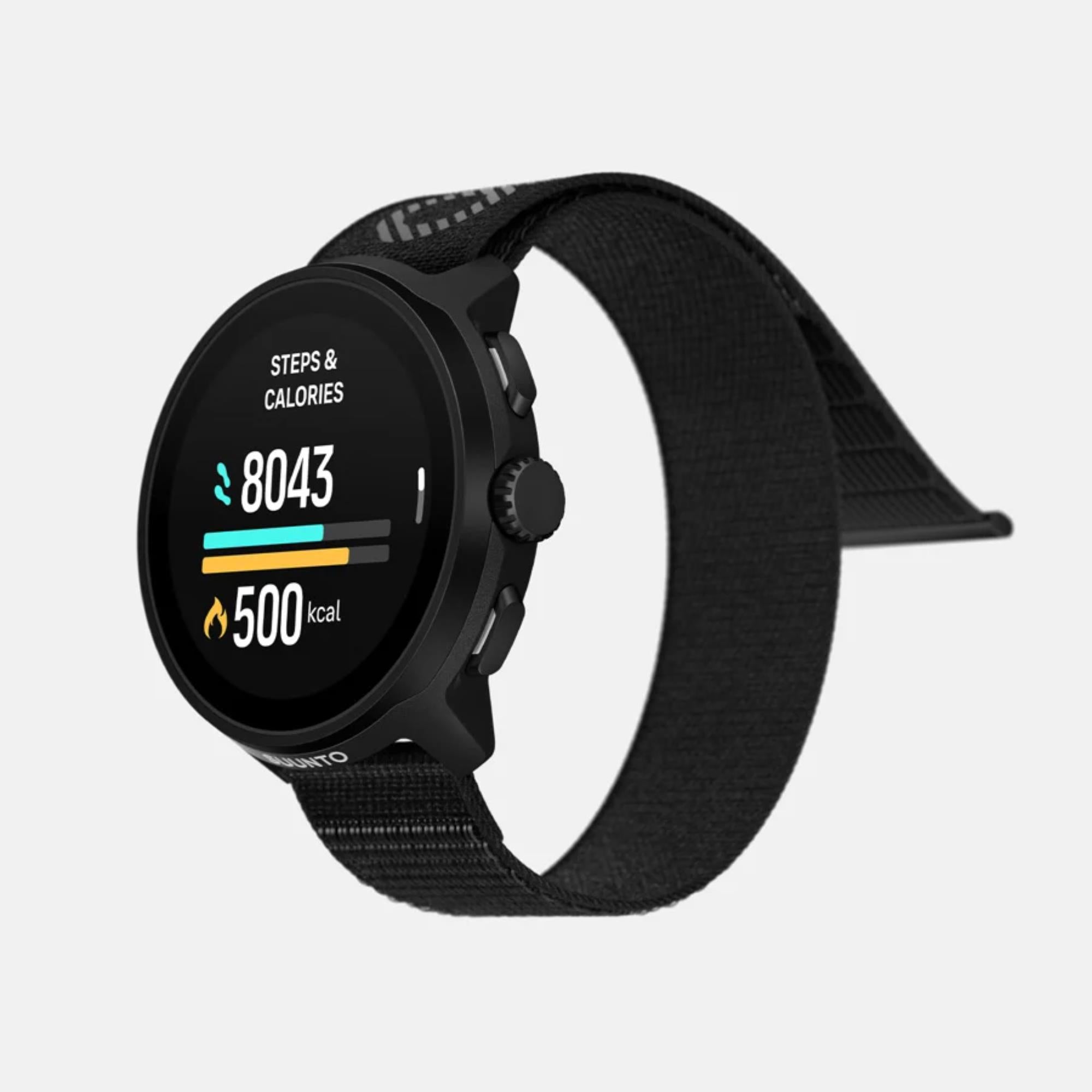 Suunto Run All Black Running AMOLED Digital Nylon Strap Unisex Smart Fitness Watch SS051109000