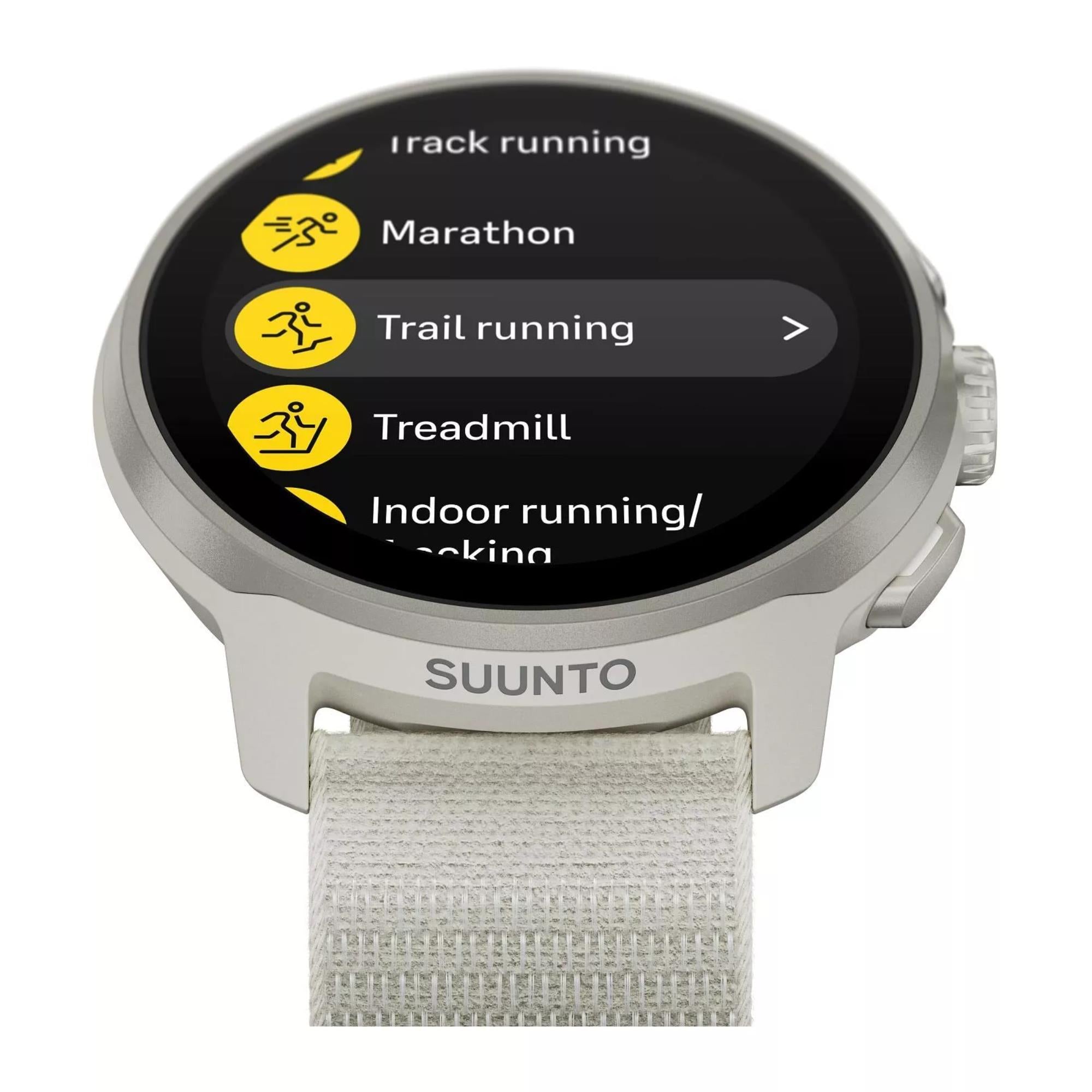 Suunto Run Frost Gray AMOLED Digital Textile Strap Unisex Smart Fitness Watch SS051110000