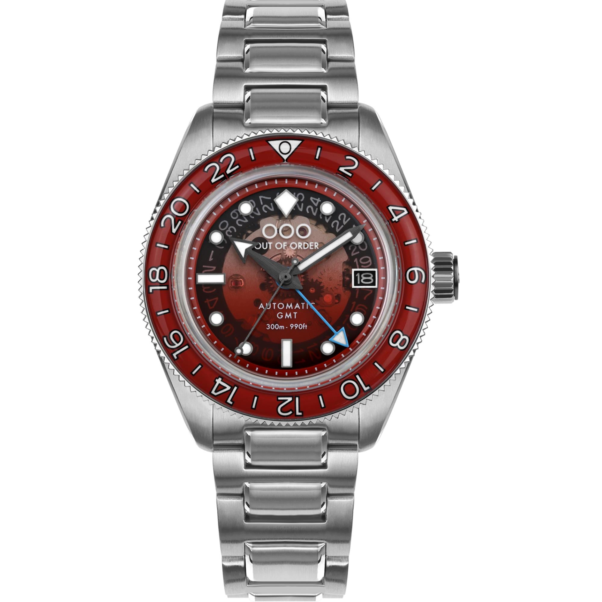 Out of Order Limited Edition Shaker Spritz Bitter Automatic GMT Steel Strap Men's Watch OOO.001-25.BI.BAND.SS