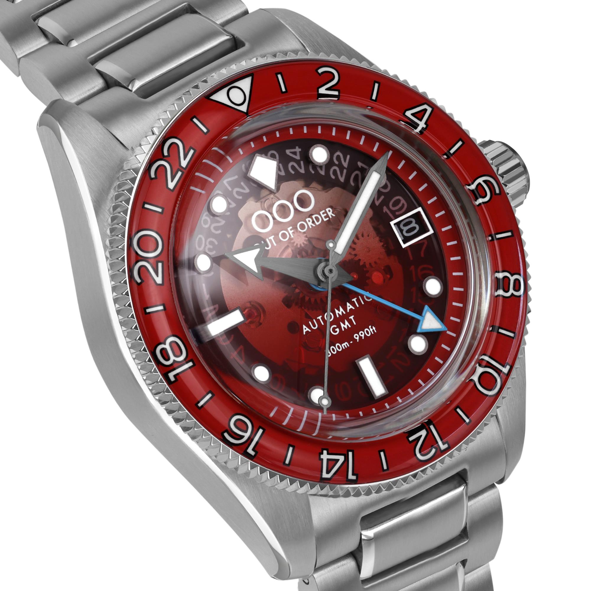 Out of Order Limited Edition Shaker Spritz Bitter Automatic GMT Steel Strap Men's Watch OOO.001-25.BI.BAND.SS