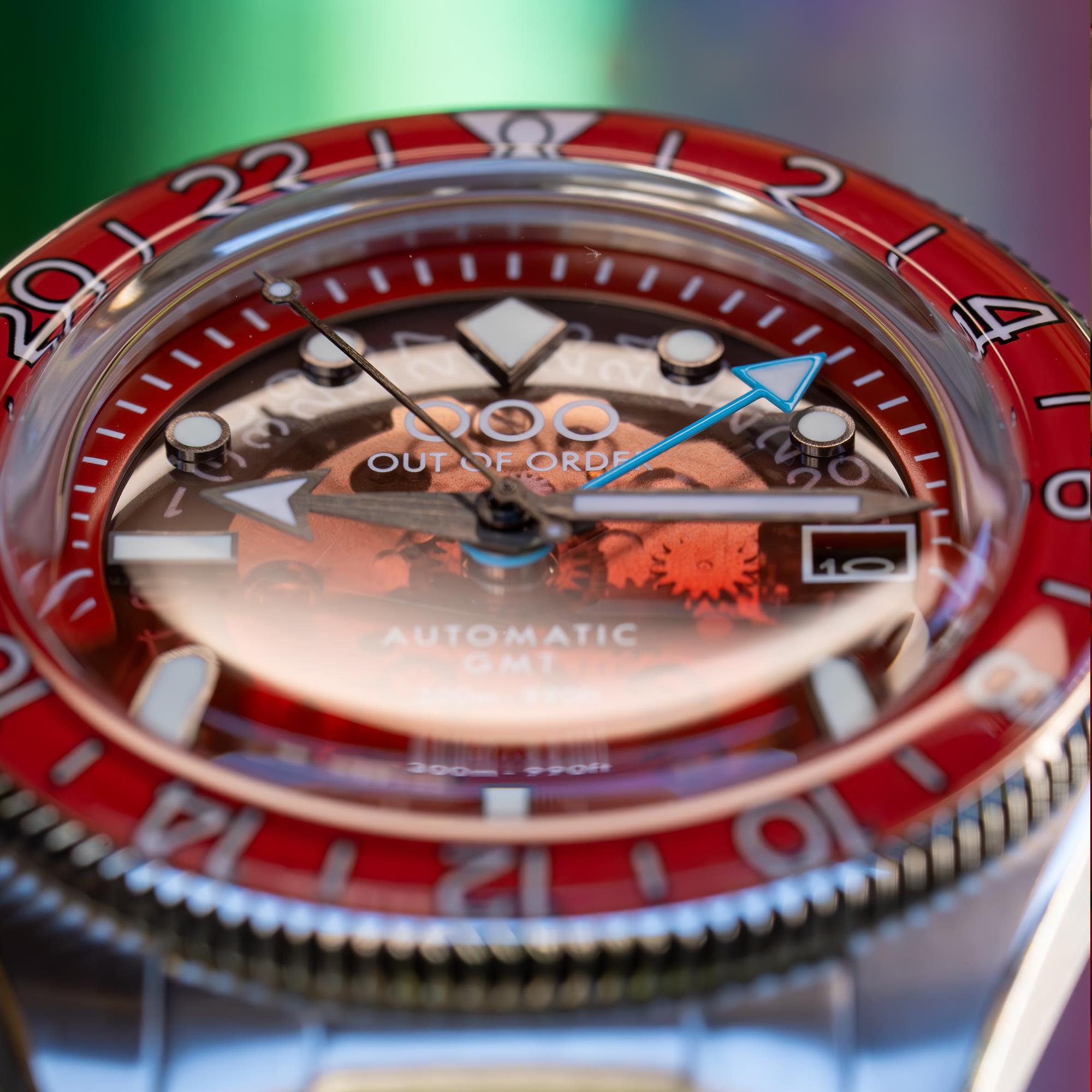 Out of Order Limited Edition Shaker Spritz Bitter Automatic GMT Steel Strap Men's Watch OOO.001-25.BI.BAND.SS