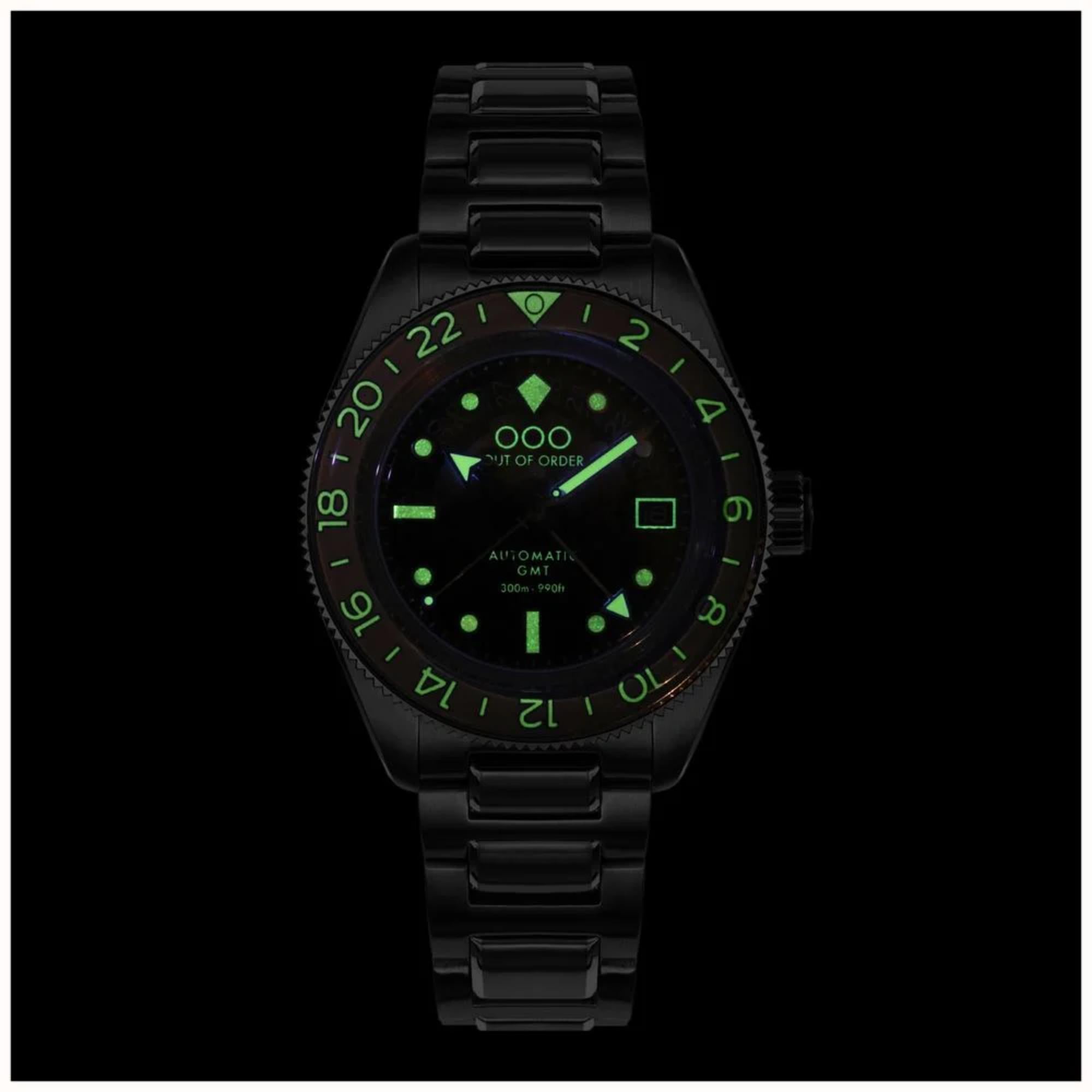 Out of Order Limited Edition Shaker Cuba Libre Automatic GMT Steel Strap Men's Watch OOO.001-25.CL.BAND.SS