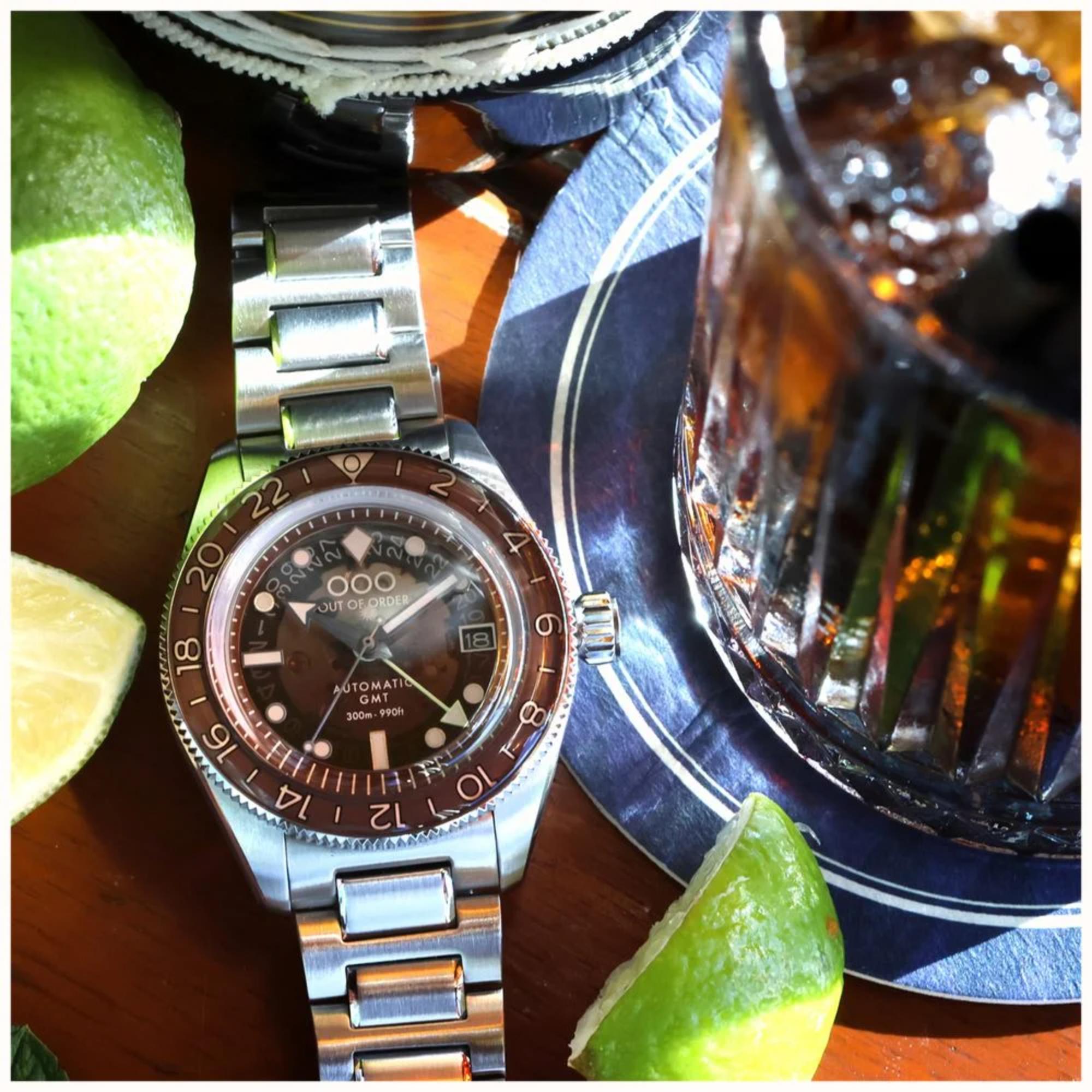 Out of Order Limited Edition Shaker Cuba Libre Automatic GMT Steel Strap Men's Watch OOO.001-25.CL.BAND.SS