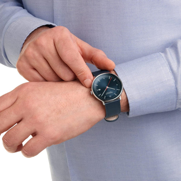 Mondaine Doppio Quartz Blue Dial Leather and Steel Strap Men's Watch MLE.41240.LQV.SET