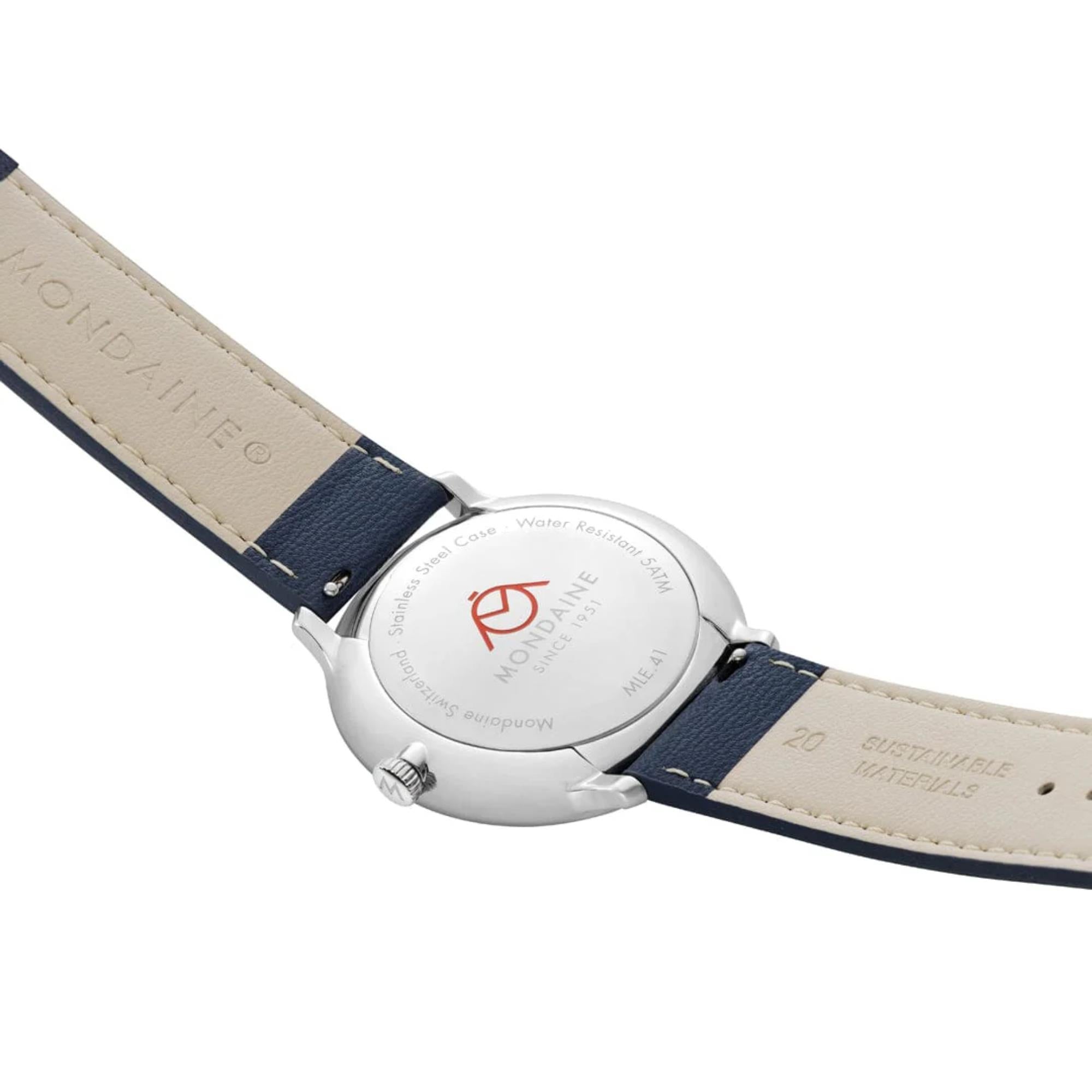 Mondaine Doppio Quartz Blue Dial Leather and Steel Strap Men's Watch MLE.41240.LQV.SET