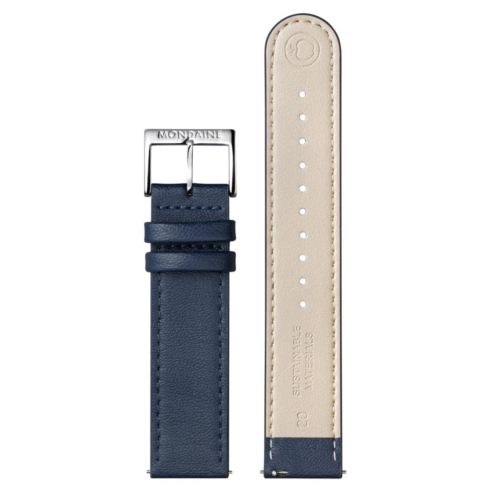 Mondaine Doppio Quartz Blue Dial Leather and Steel Strap Men's Watch MLE.41240.LQV.SET