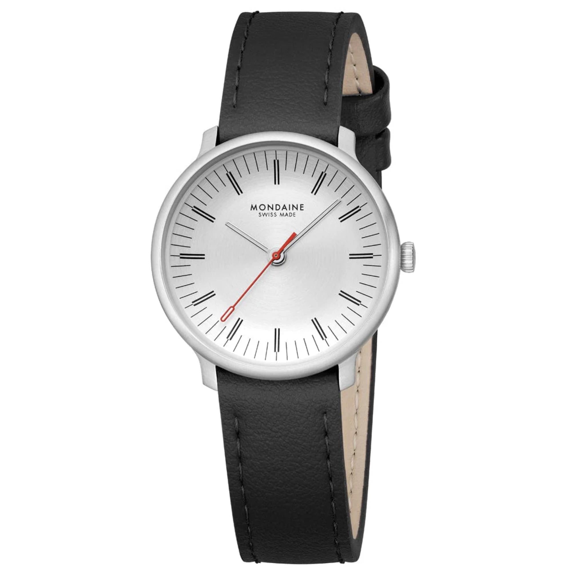 Mondaine Doppio Quartz Off-White Dial Leather Strap Women's Watch MLE.33110.LBV