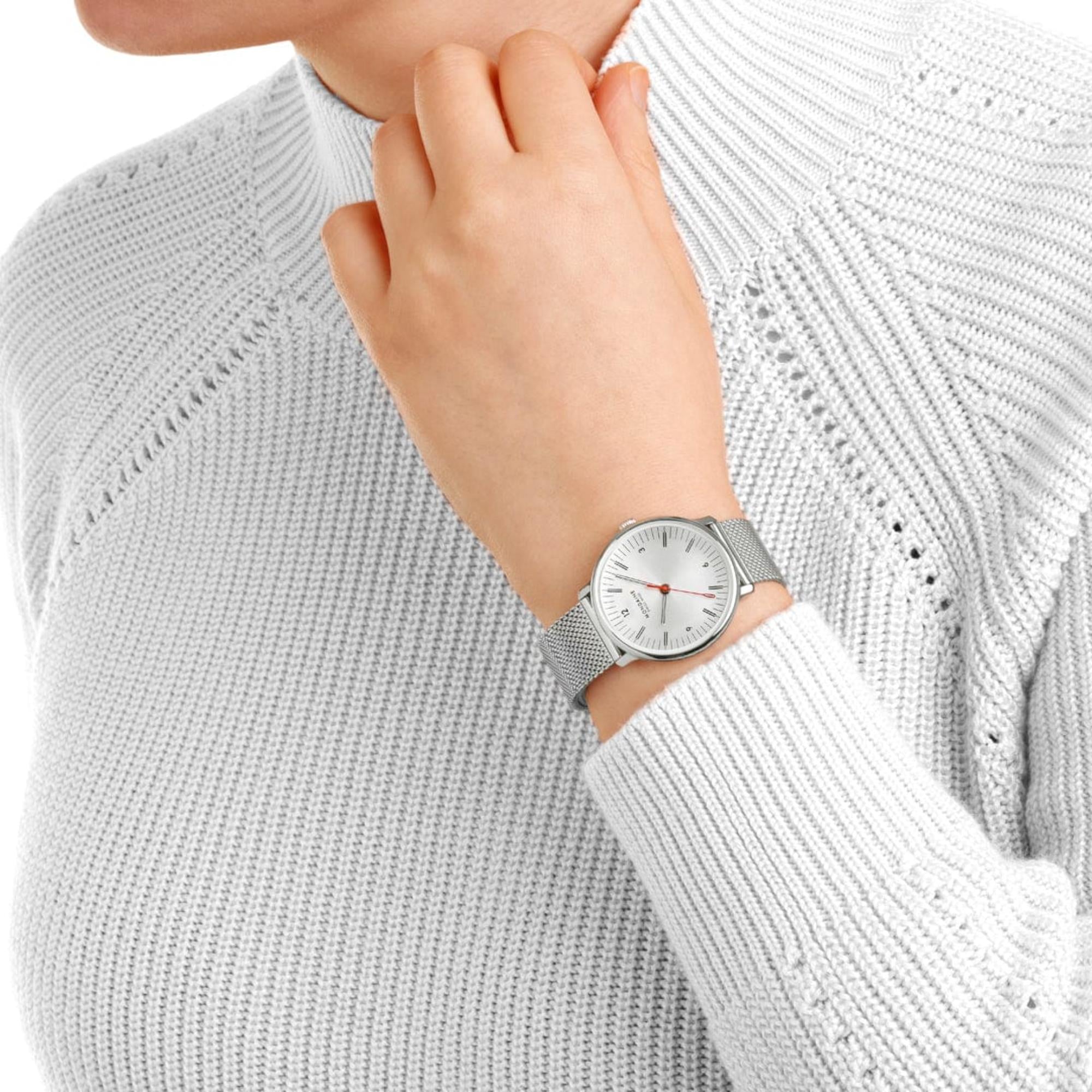 Mondaine Doppio Quartz Off-White Dial Steel Strap Women's Watch MLE.33110.SM