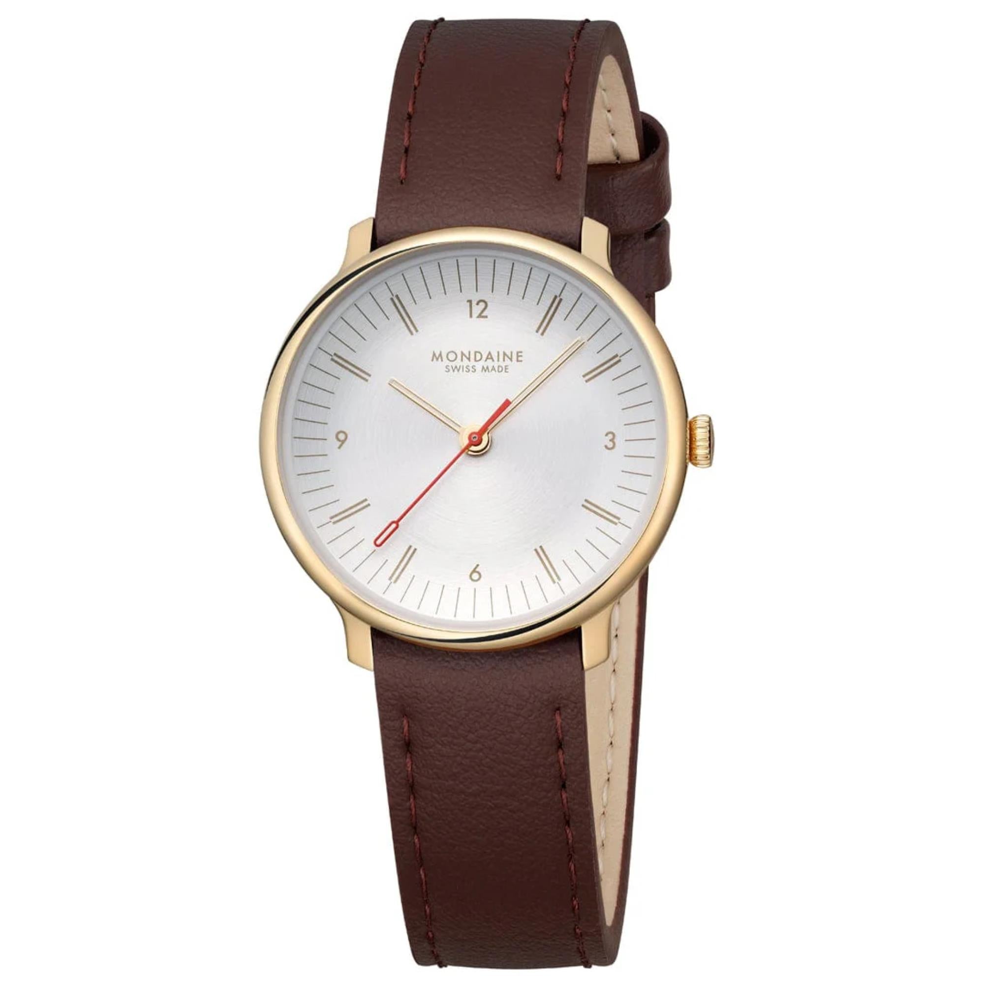 Mondaine Doppio Quartz Off-White Dial Leather Strap Women's Watch MLE.33110.LGV