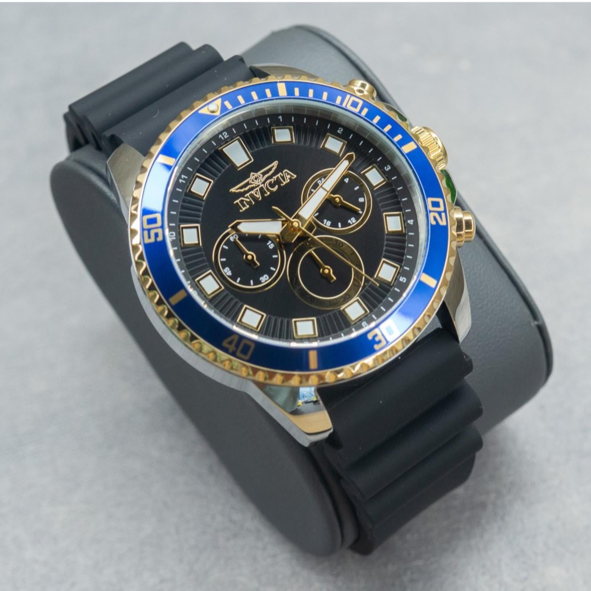 Invicta Pro Diver Quartz Chronograph Black Dial Silicone Strap Men's Watch 46121