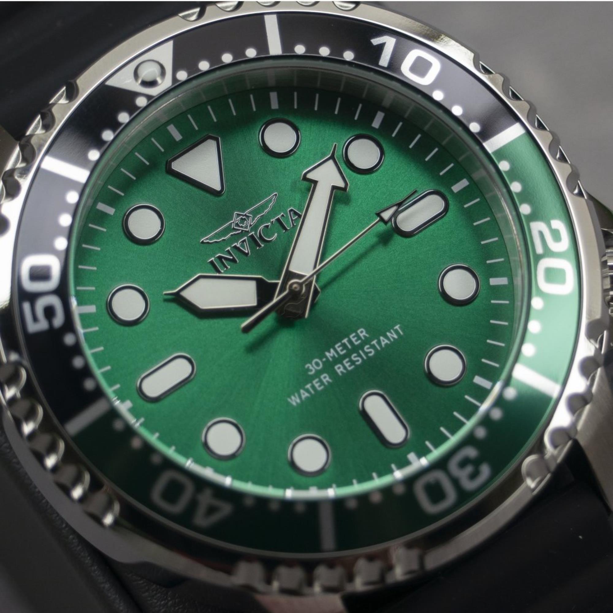 Invicta Pro Diver Quartz Green Dial Silicone Strap Men's Watch 47223