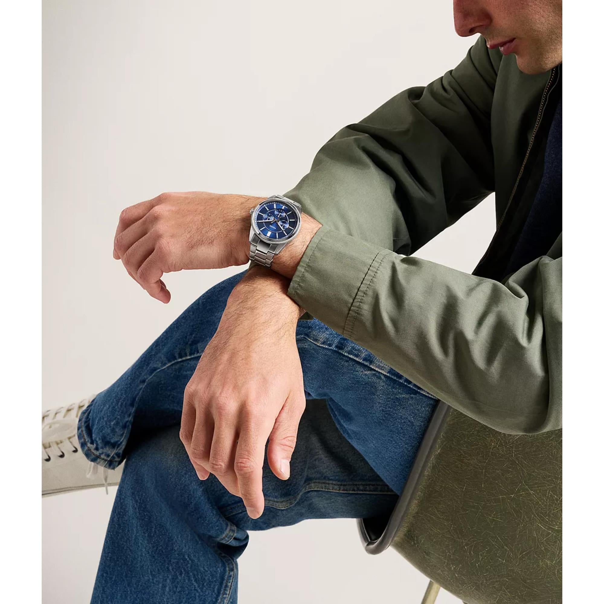 Fossil Pearson Quartz Chronograph Blue Dial Steel Strap Men's Watch FS6134